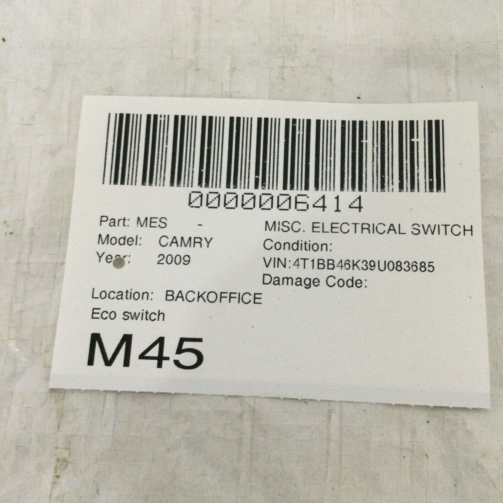 2007-2009 Toyota Camry Eco Heat Cool Control Switch OEM