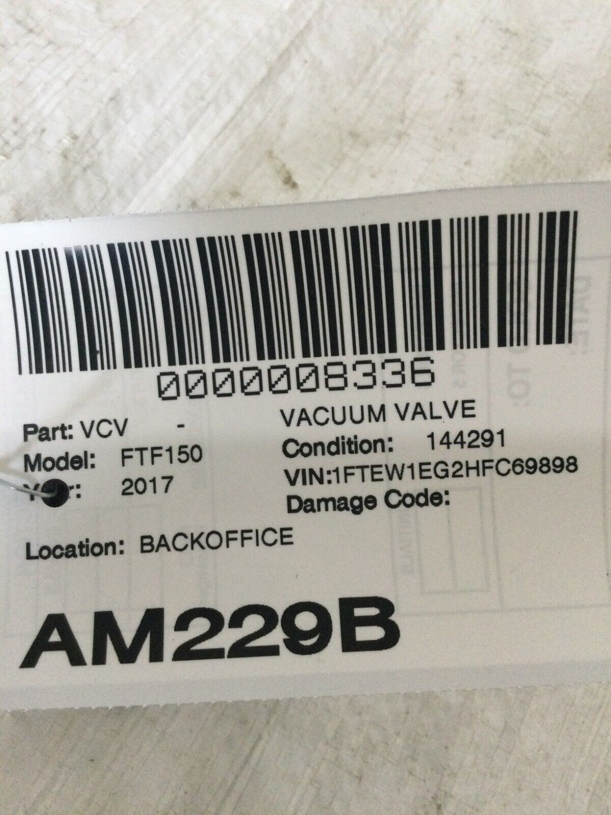 2017 Ford F-150 F150 Vacuume Valve OEM