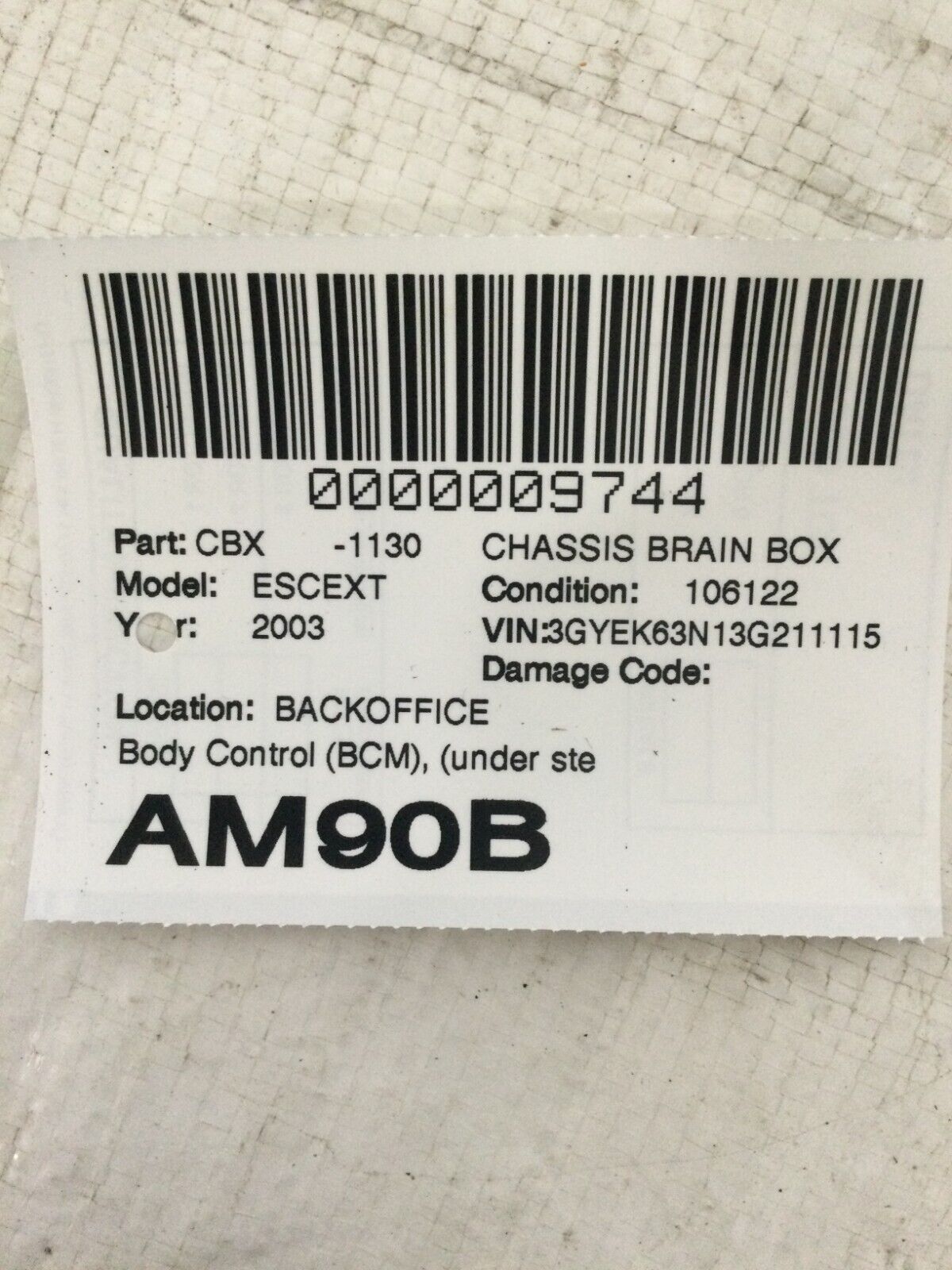 2003-2006 Cadillac Escalade EXT Body Control Module 15198116 BCM