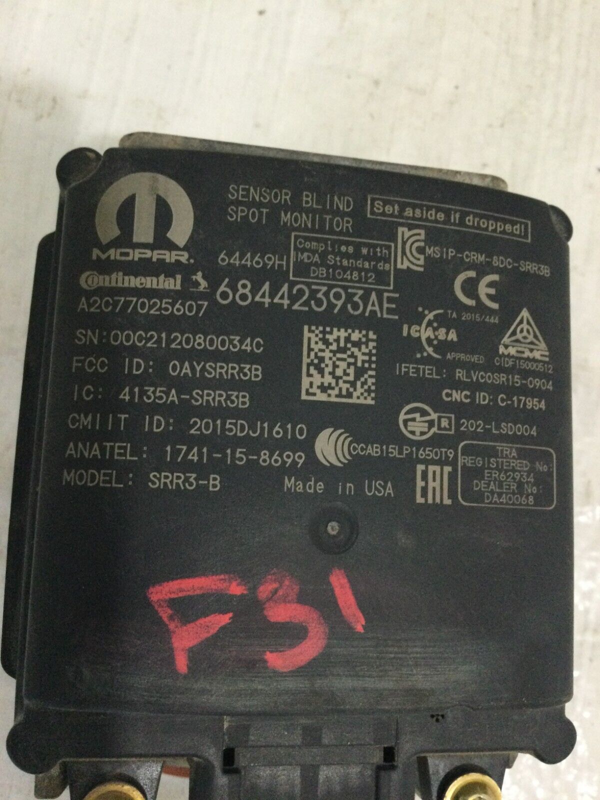 2021 Ram 3500 6.7L Diesel Blind Spot Detection Radar Module OEM 68442393AE