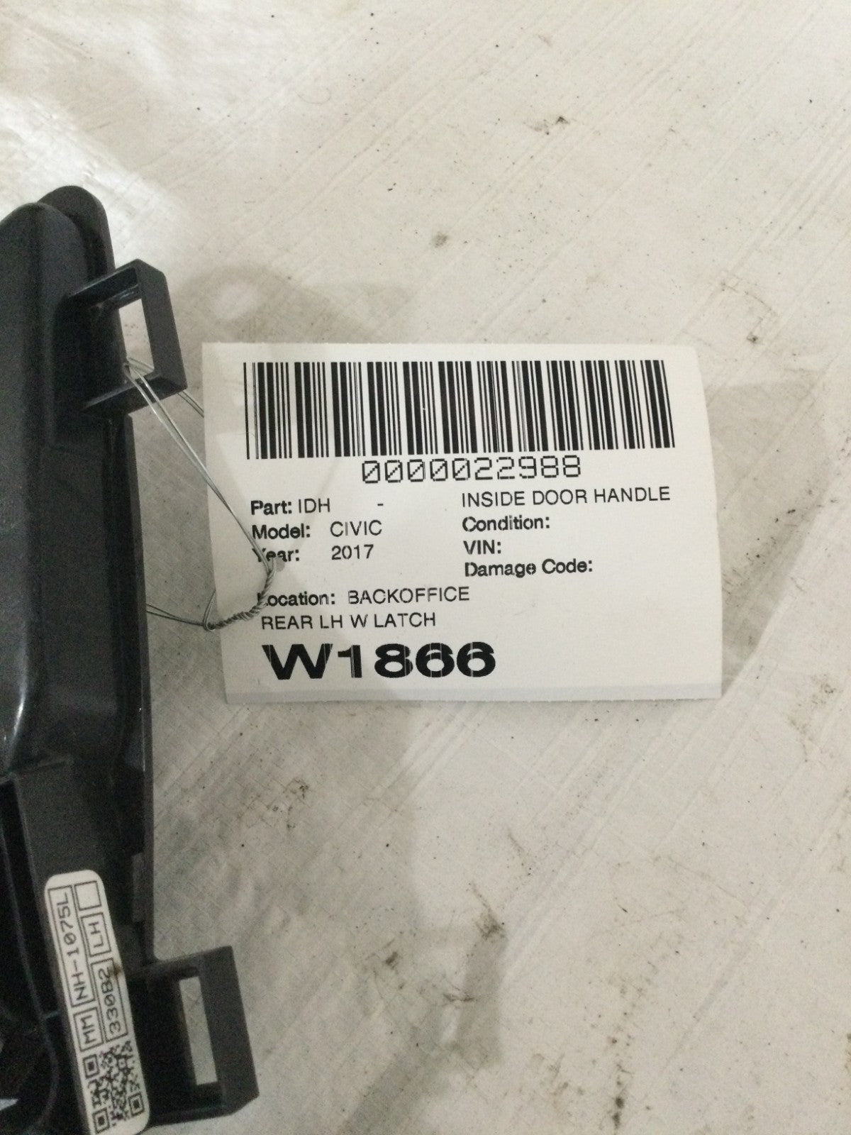 2017 Honda Civic Rear Left Inside Door Handle W/ Latch OEM