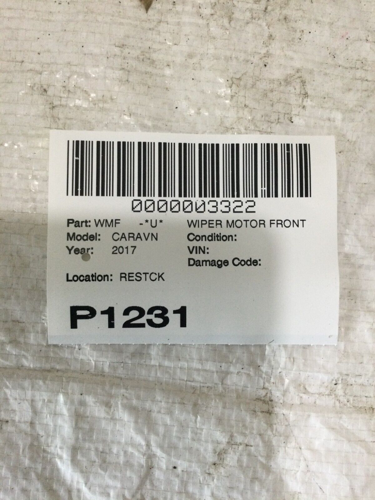 2017 Dodge Grand Caravan Front Wiper Motor OEM W000011423