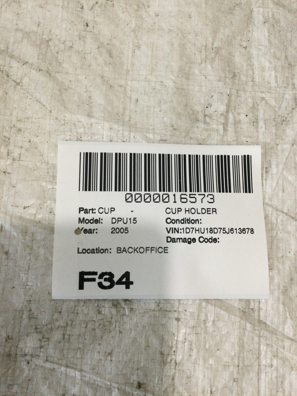 2002- 2005 Dodge Ram Instrument Panel Dash Cup Holder Assy Dark Gray OEM