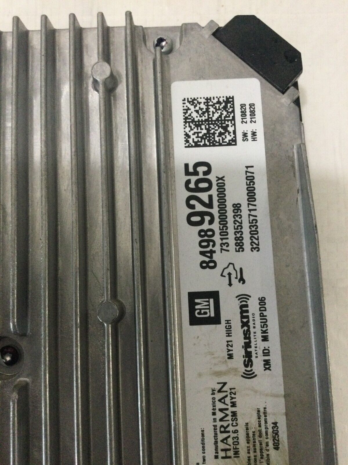 2021 Chevrolet Silverado 1500 Audio Receiver Module 84989265 OEM