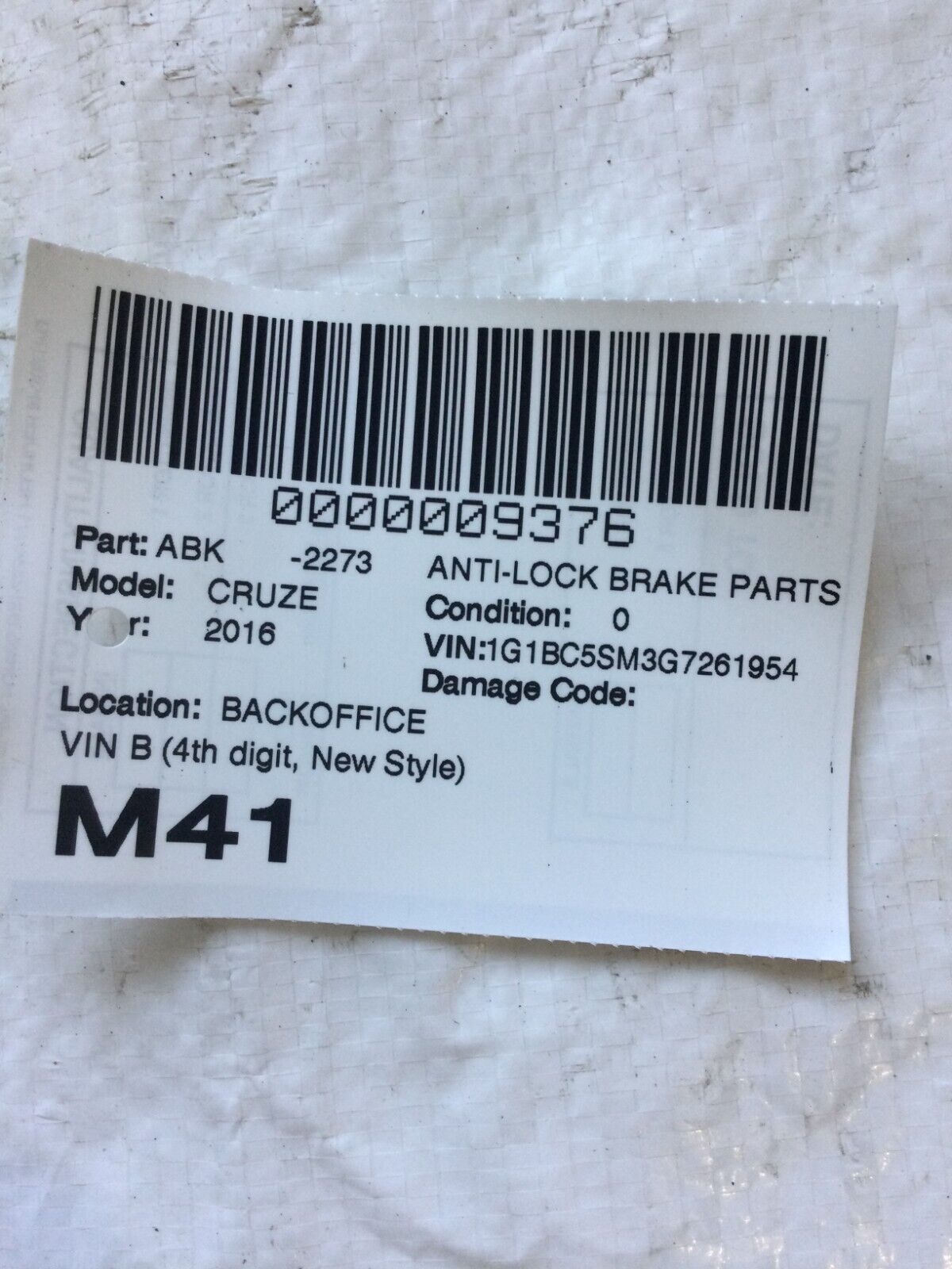 2016-2018 Chevrolet Cruze Abs Pump Control Module OEM