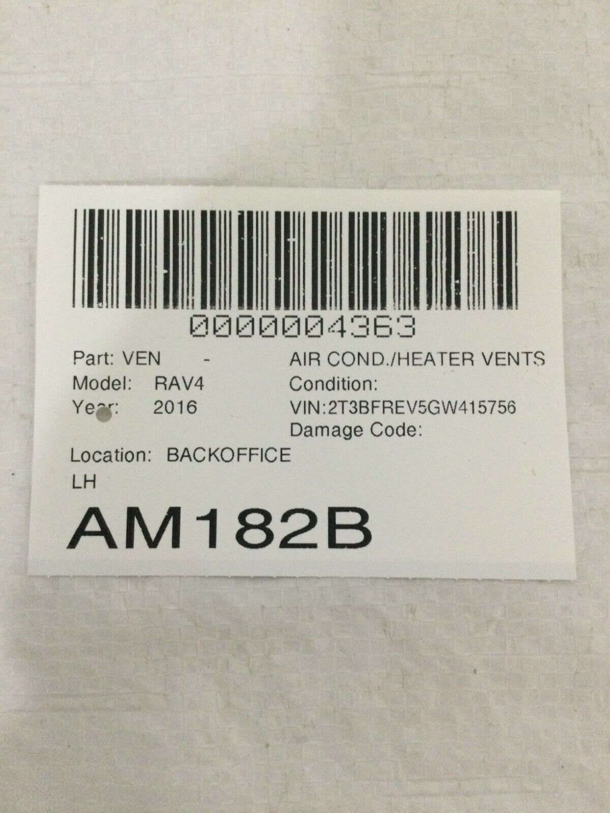2016 Toyota RAV4  Dash Air Vent 55660-0R010 OEM Left Driver Side LH