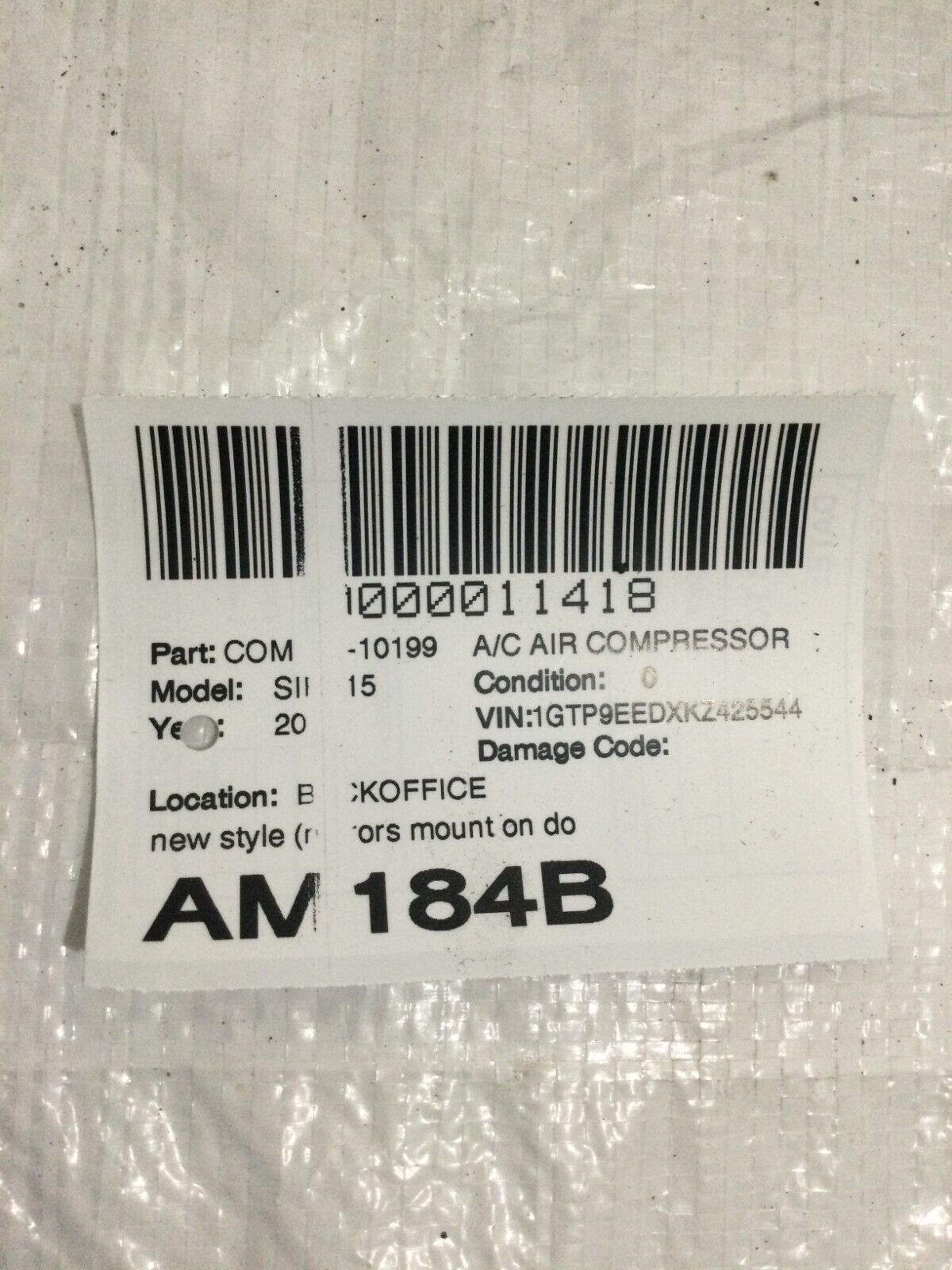 2019-2022 GMC Sierra 1500 A/C Compressor OEM