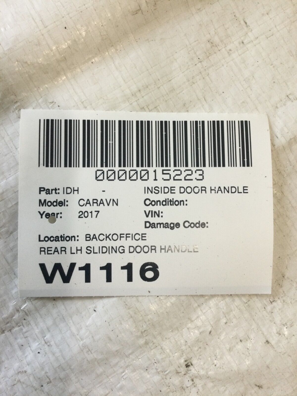 2017 Dodge Grand Caravan Rear Left Sliding Door Handle 3025990 OEM