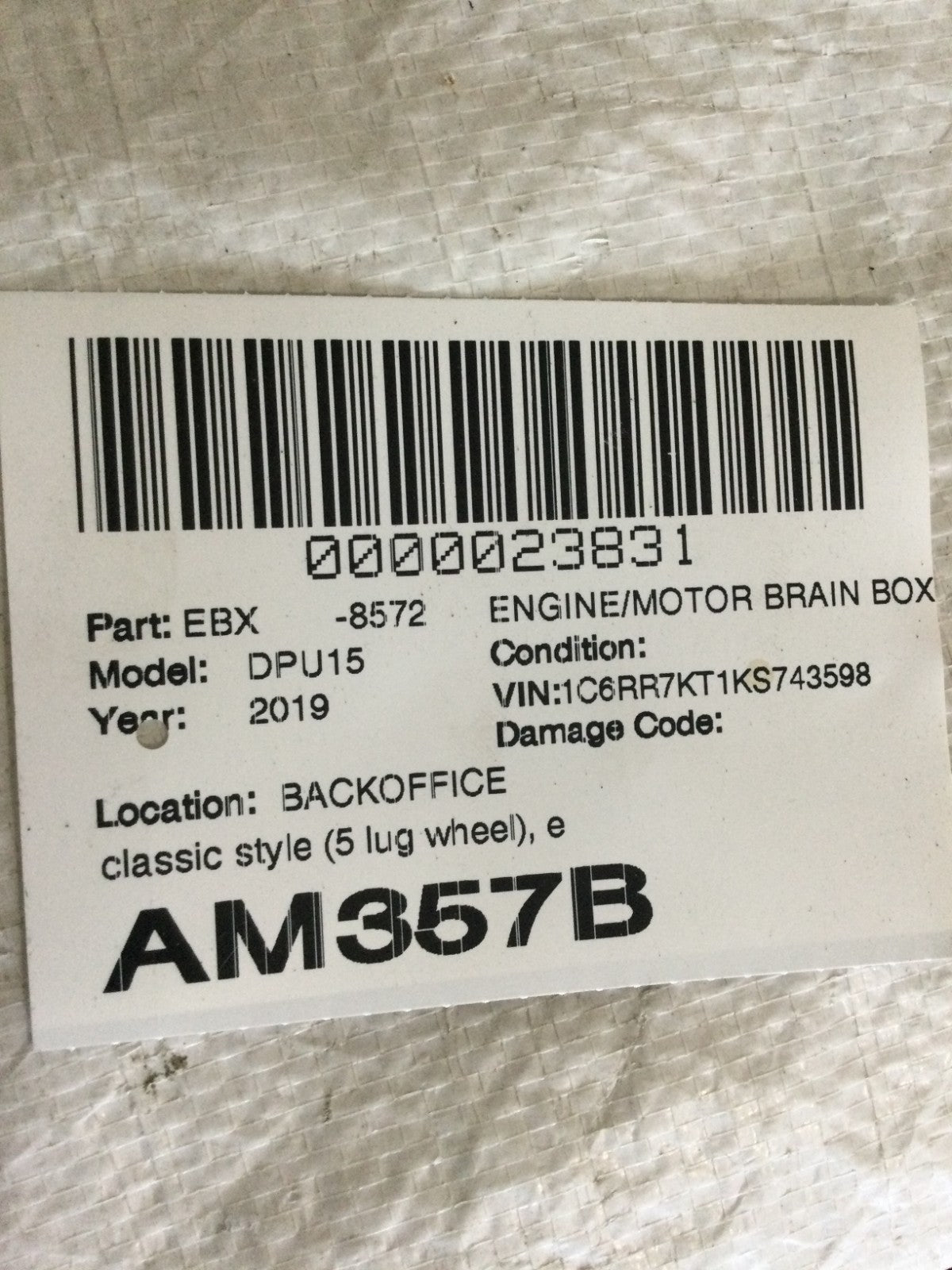 2016-2019 Dodge Ram 1500 5.7L Powertrain Control Module ECM OEM 68243305AB