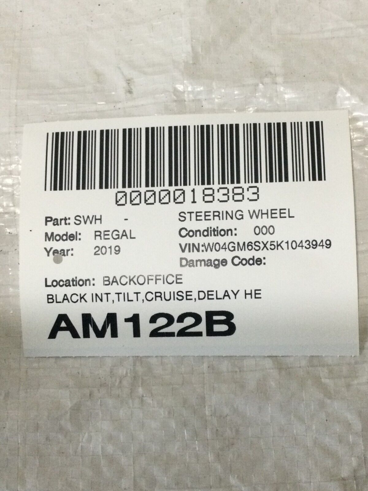 2018-2020 Buick Regal Sportsback Steering Wheel Assembly OEM