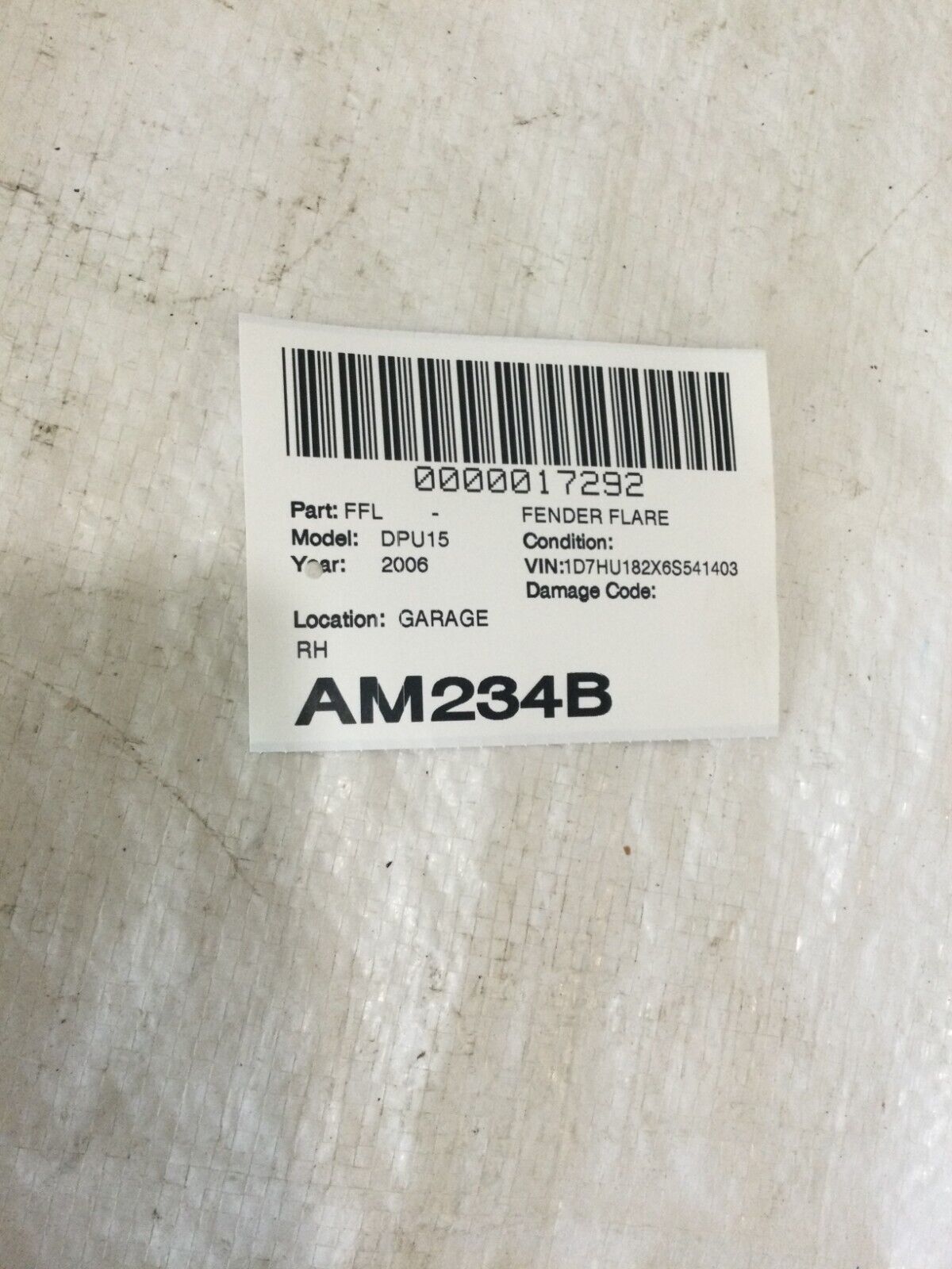 2006 Dodge Ram 1500 Front Right Fender Flare OEM
