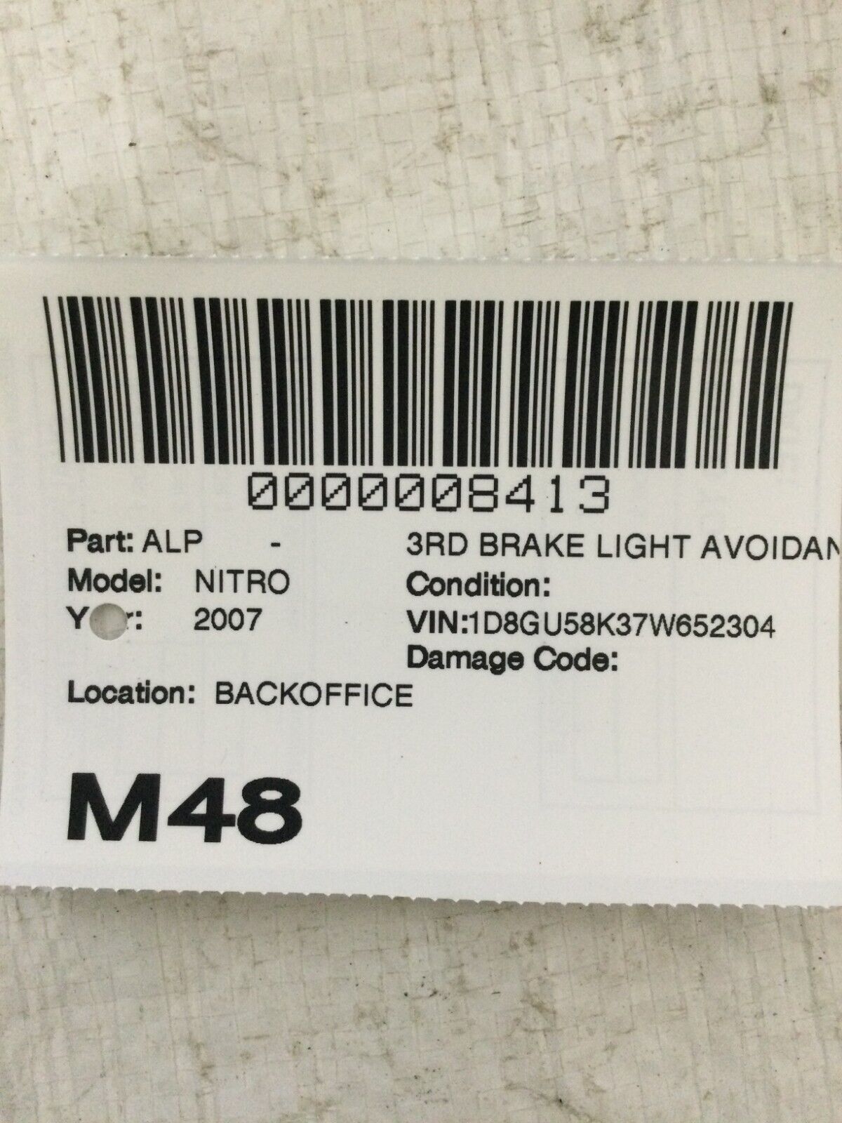 2007 Dodge Nitro 3rd Brake Light OEM