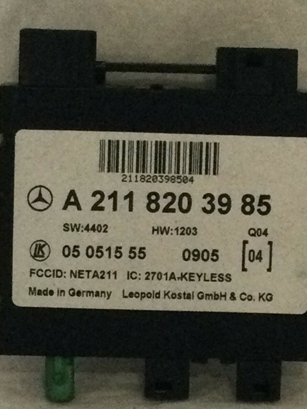 2003-2006 Mercedes Benz W211 E55AMG Keyless Go Entry Control Module 2118203985