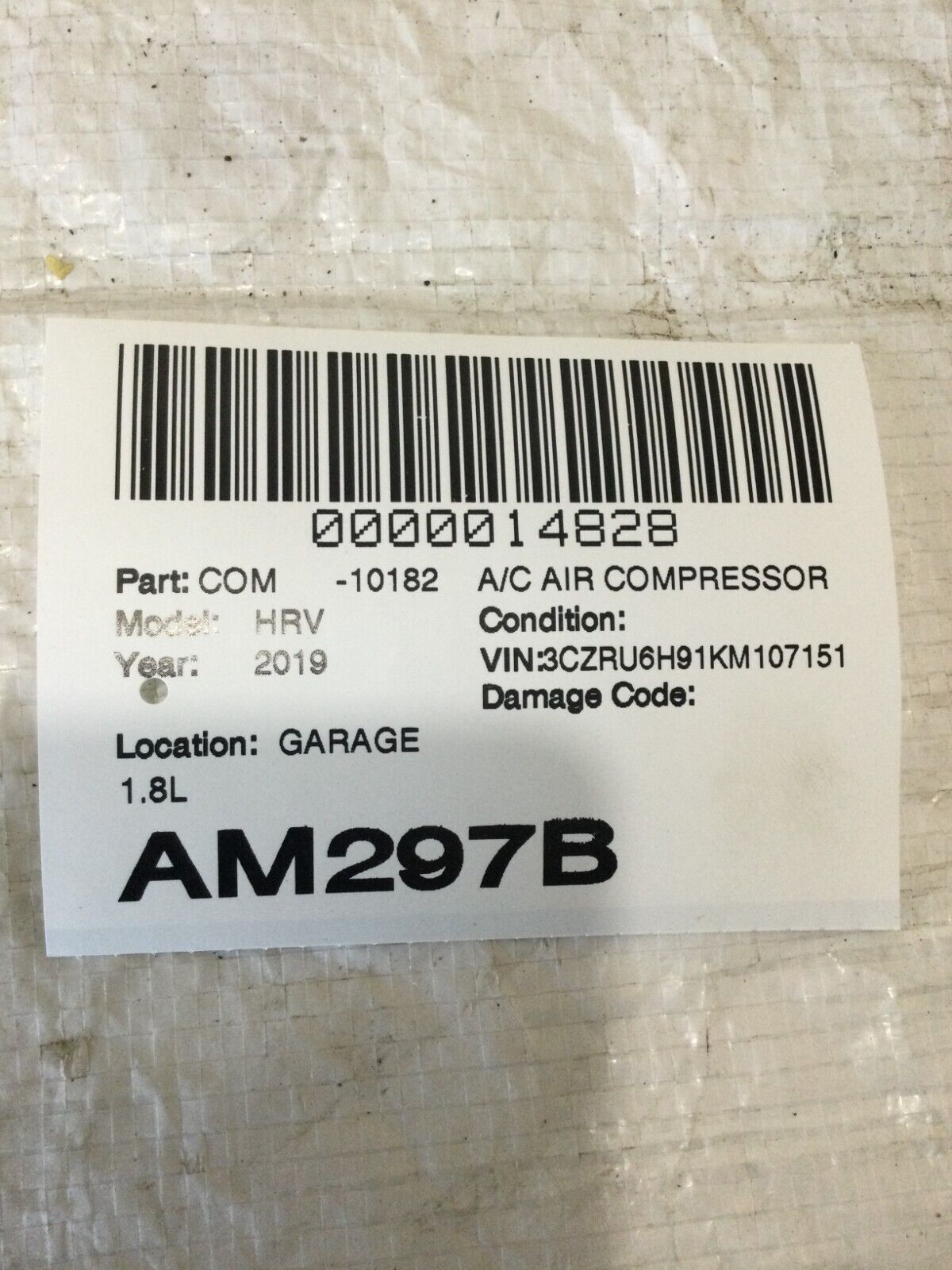 2019 Honda HR-V  A/C Air Compressor 516003c12641  OEM