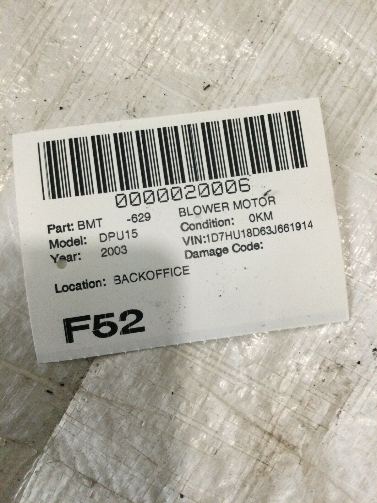 2005 Dodge Ram 1500 A/C Heater Blower Motor OEM