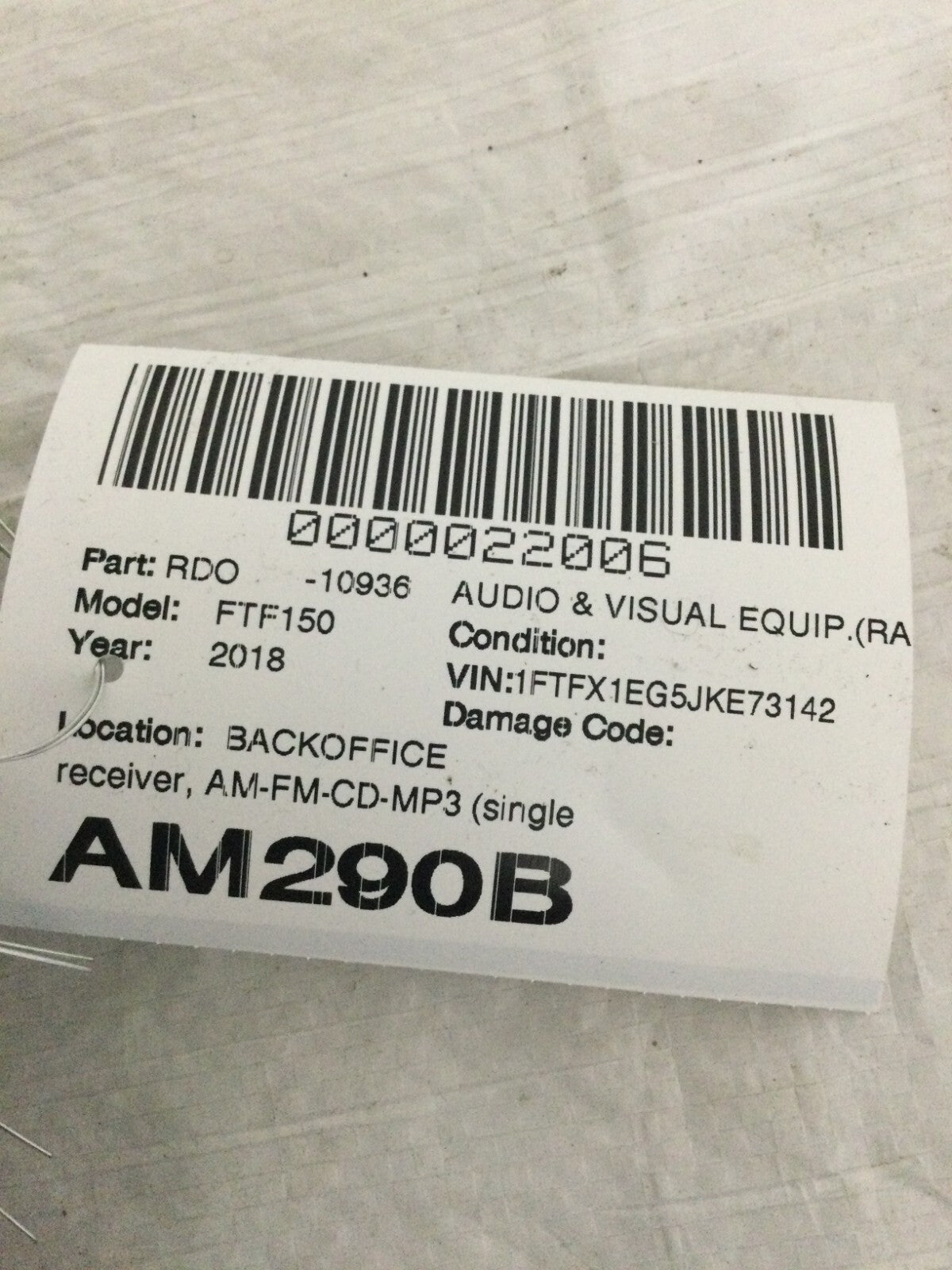 2018 Ford F-150 AM FM CD Audio Equipment Radio Receiver OEM JL3T-19C107-BA