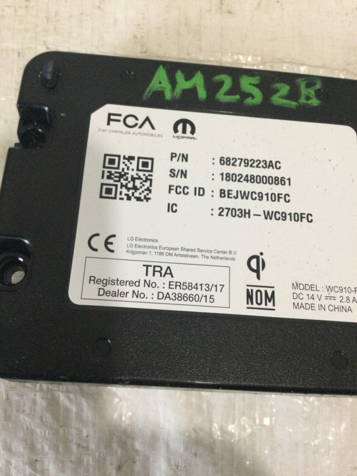 2019-2020 Dodge Ram Wireless Charger Device Module 68279223AC OE