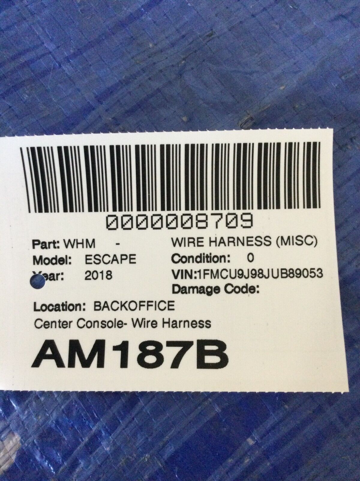 Center Console Wiring Harness 2018 Ford Escape JJ5T-14B079-NEC OEM