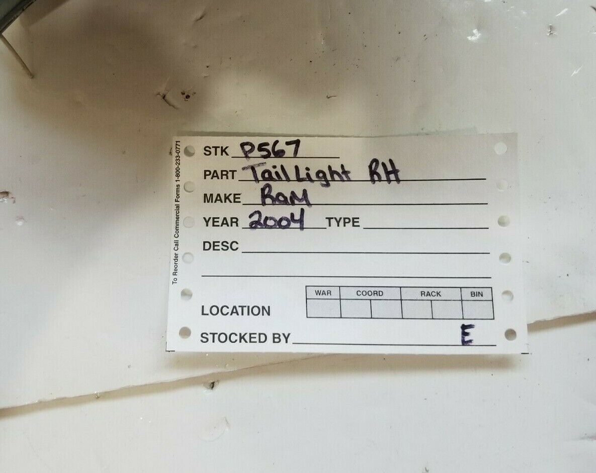 2004 Dodge Ram 1500 Tail Light Lamp Right Passenger Side Black OEM RH