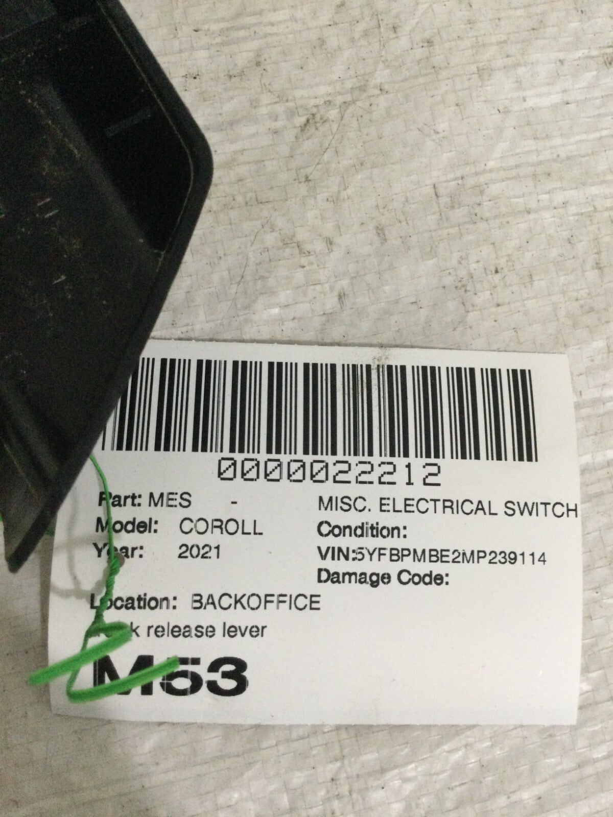 2021 Toyota Corolla Fuel Tank Door Trunk Release Lever Opener Handle Switch OEM