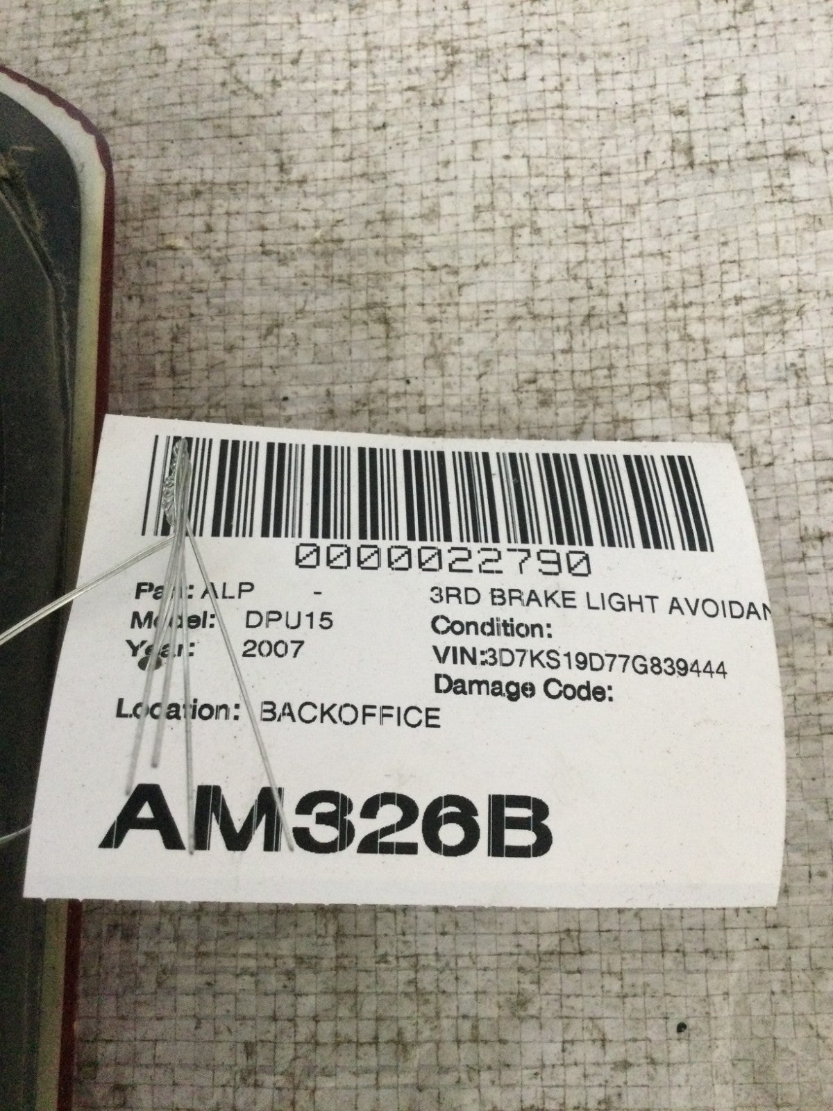 2007 Dodge Ram 1500 Third 3rd Brake Lamp OEM