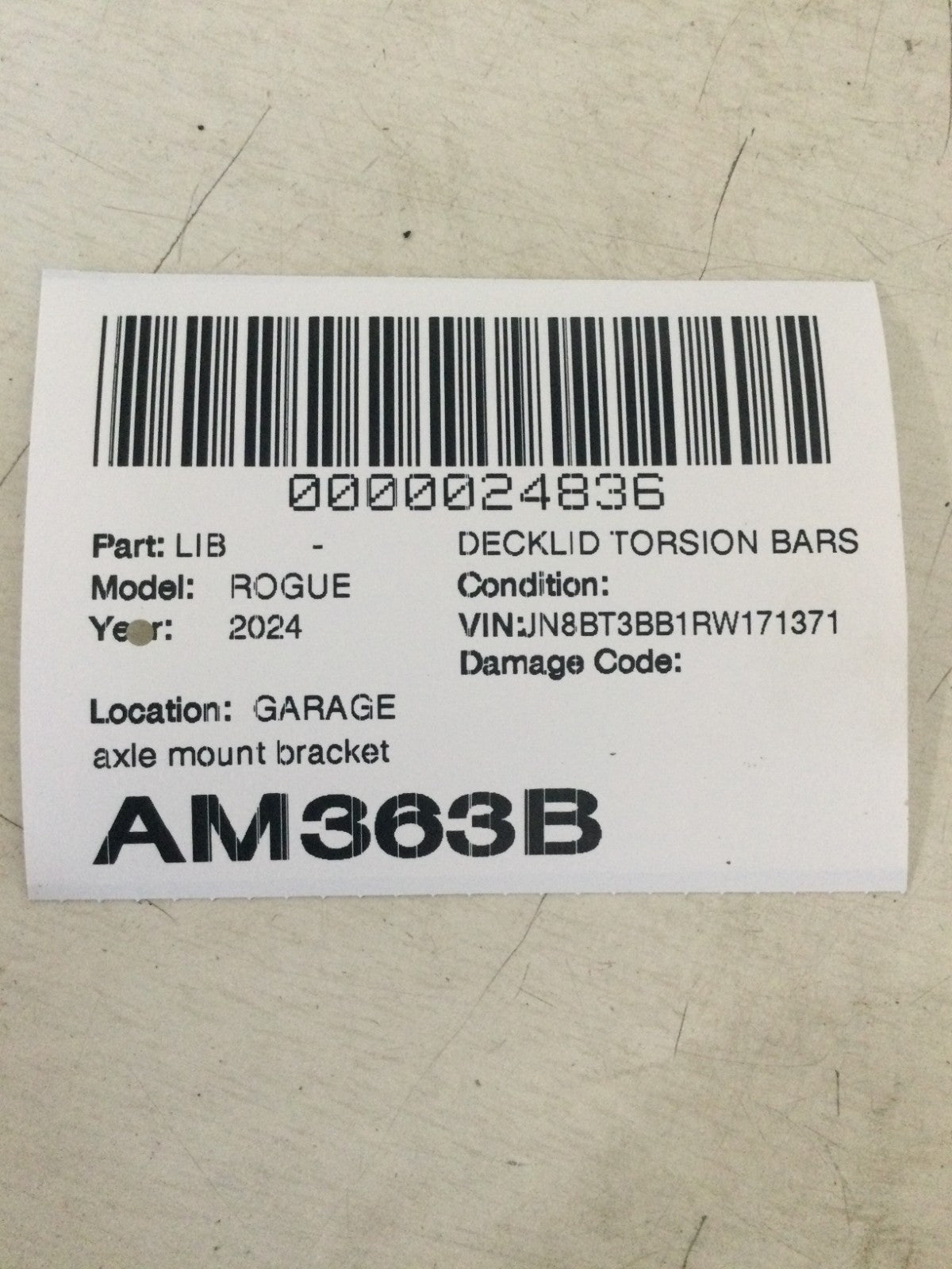 2024 Nissan Rogue 1.5L Engine Torque Strut Mount OEM