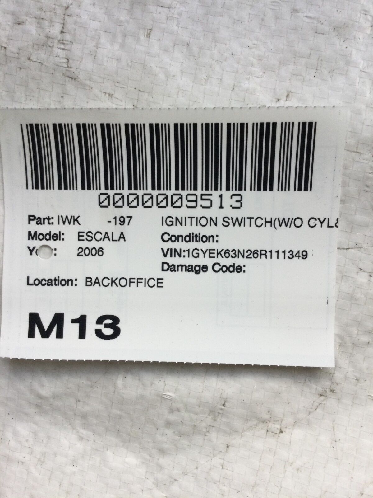 2003-2006 Cadillac Escalade Ignition Switch Assembly OEM