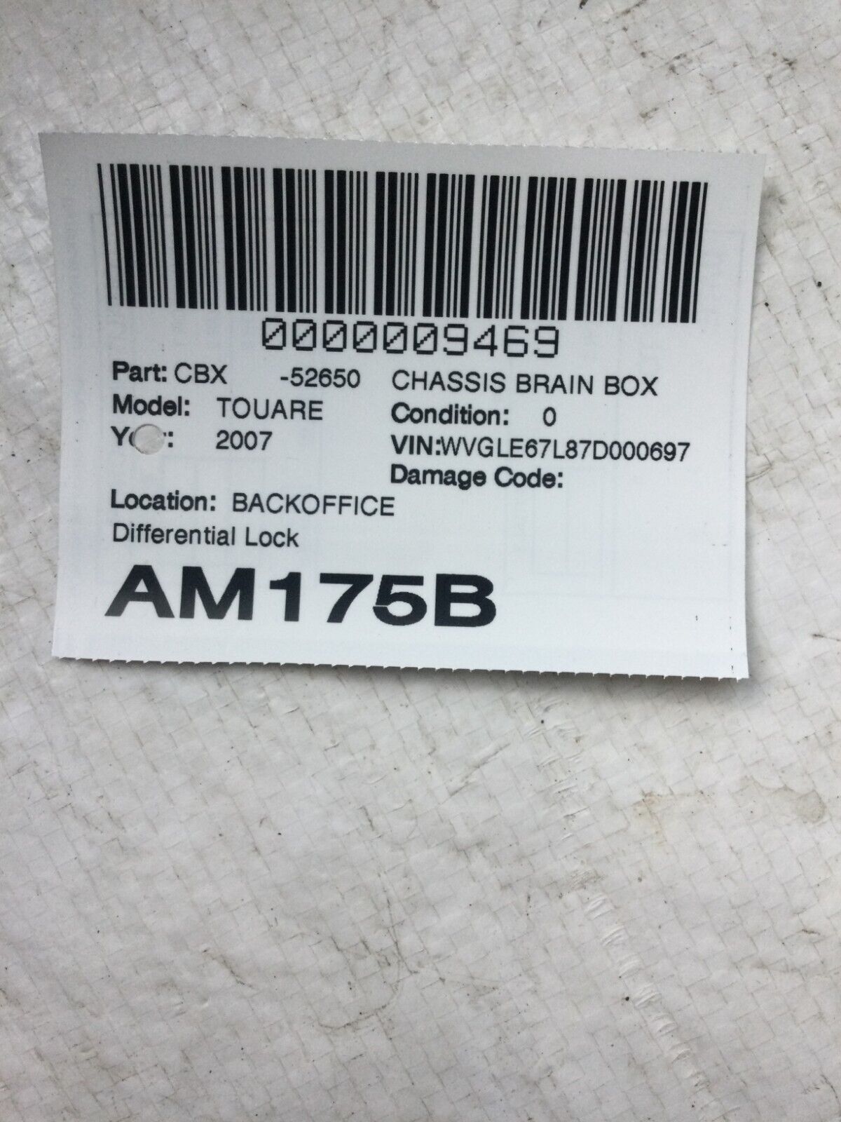 2007 Volkswagen Touareg Control Unit Differential Lock 0AC927771C OEM