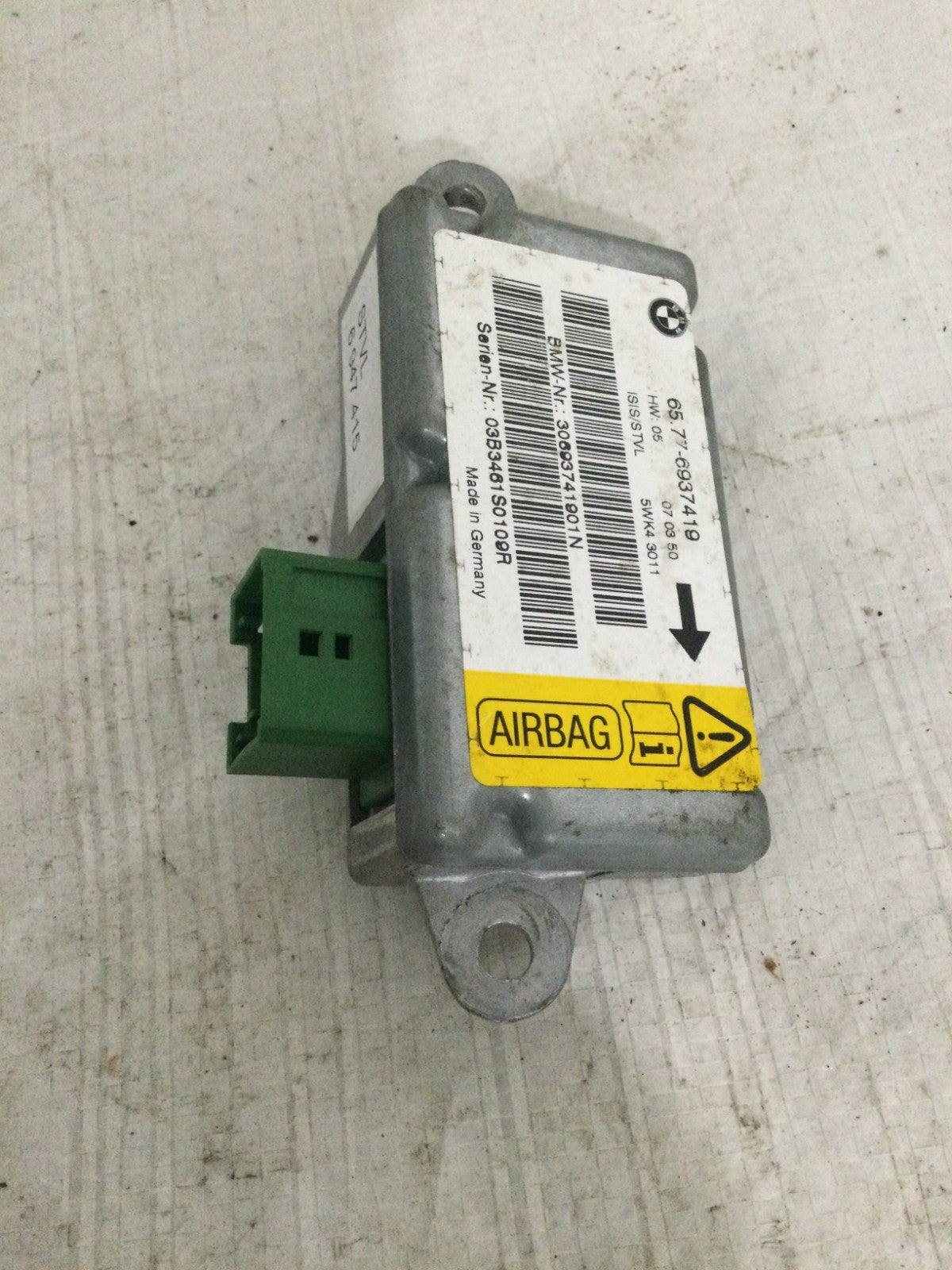 2004 BMW 745I Front Left Drivers Door SRS Sensor OEM 65.77-6937419