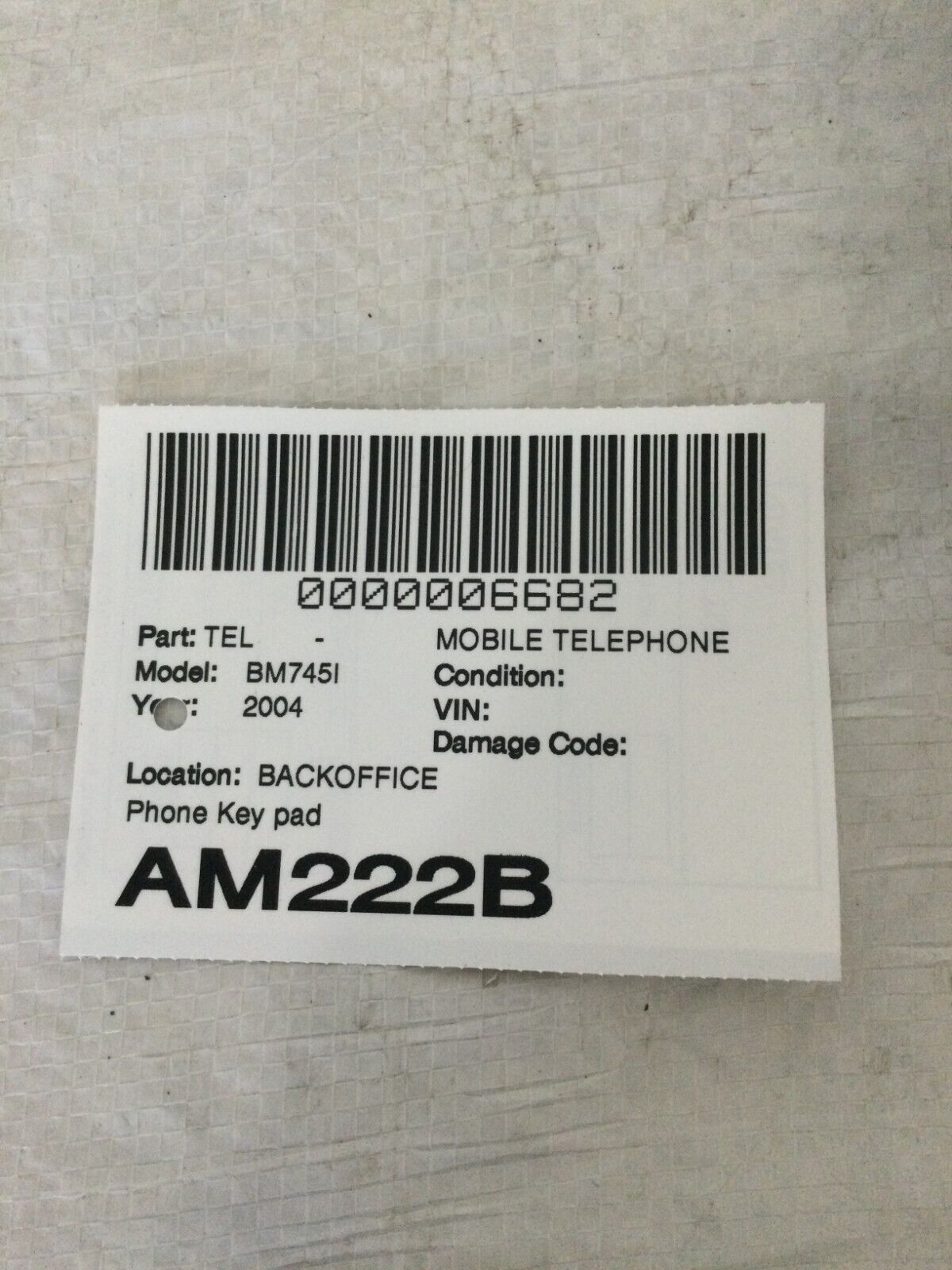 2004 BMW 745i E65/E66 Dashboard Phone keypad remote 6941354 OEM