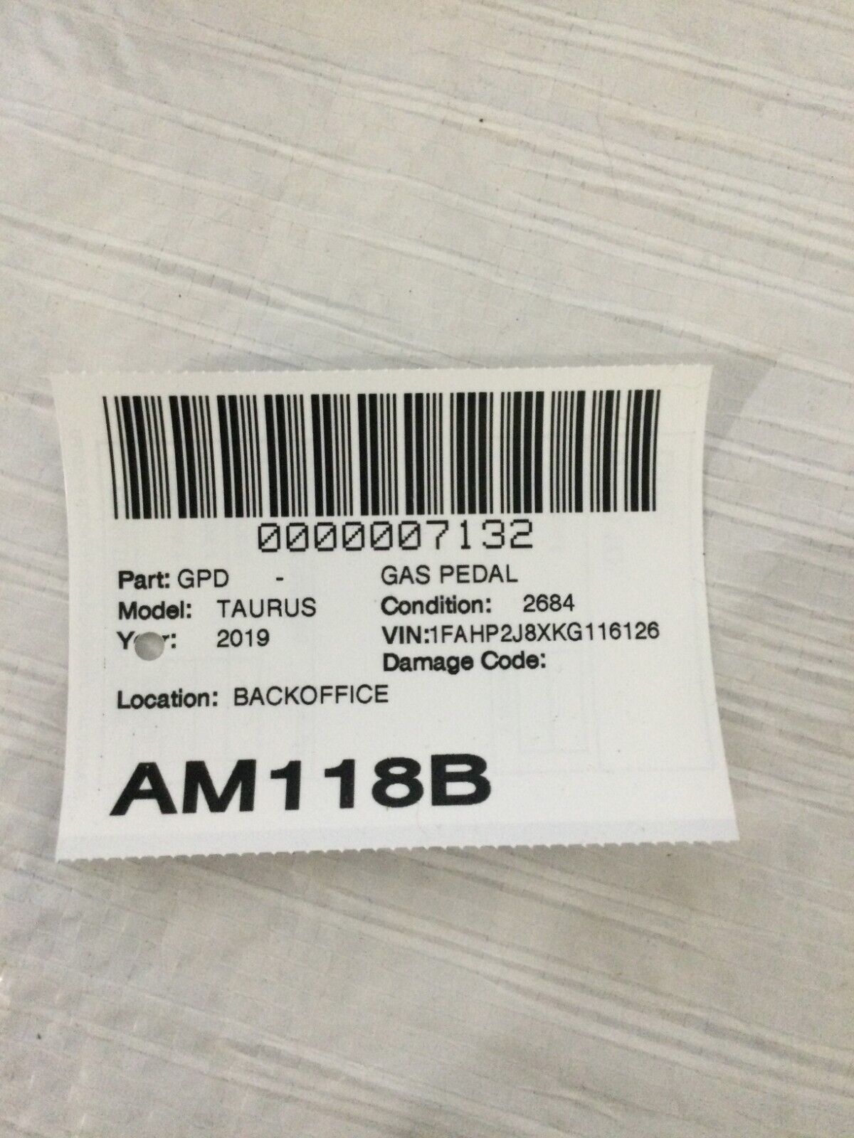 2017-2019 Ford Taurus Accelerator Gas Pedal OEM DG13-9F836-AC OEM