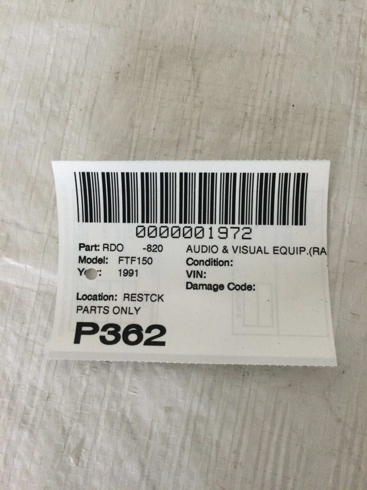 1991 Ford F-150 F150 AM FM Stereo Radio Cassette Player F2AF-19B132-AB OEM