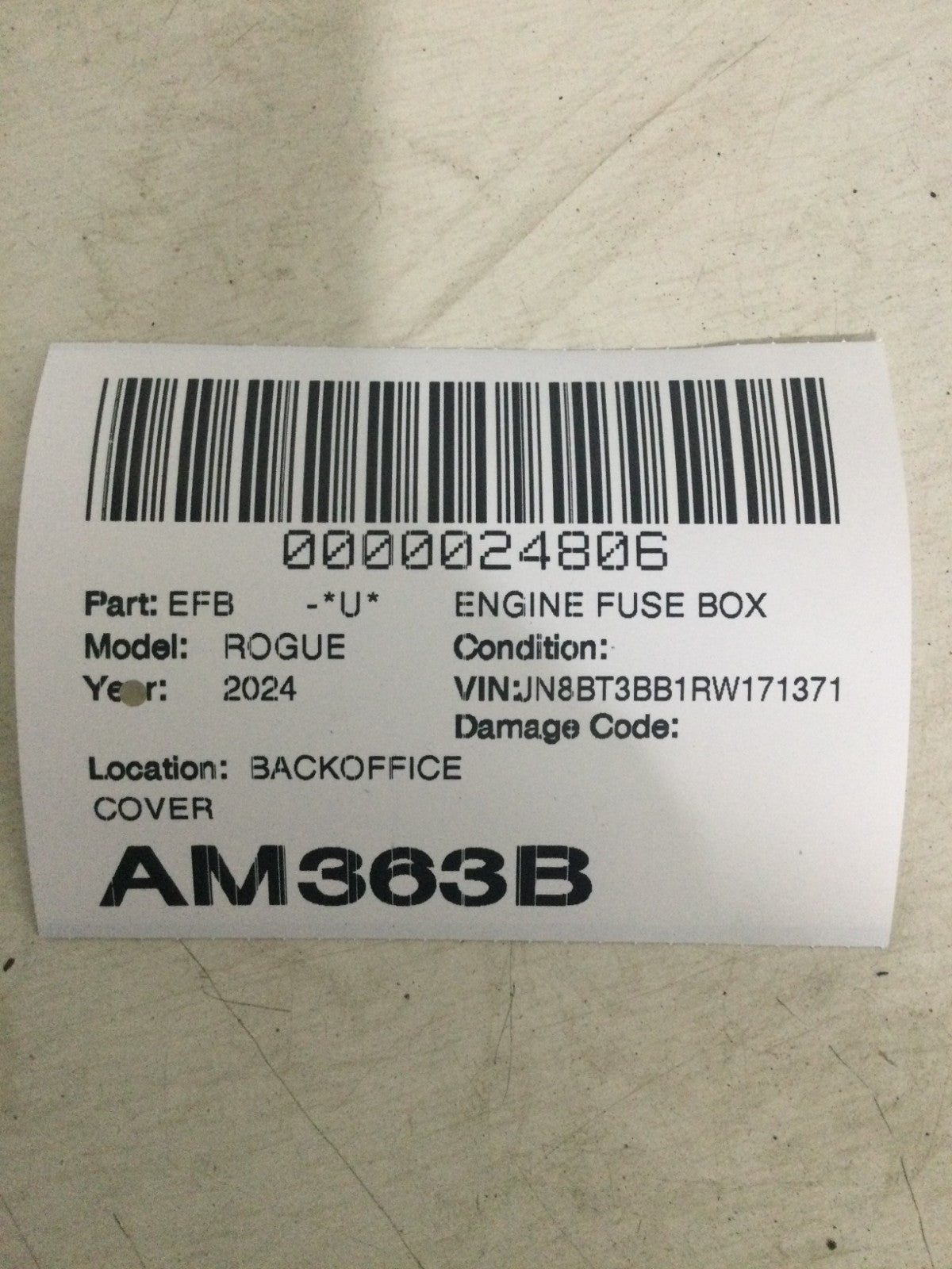 2024 Nissan Rogue Engine Fuse Box Cover OEM