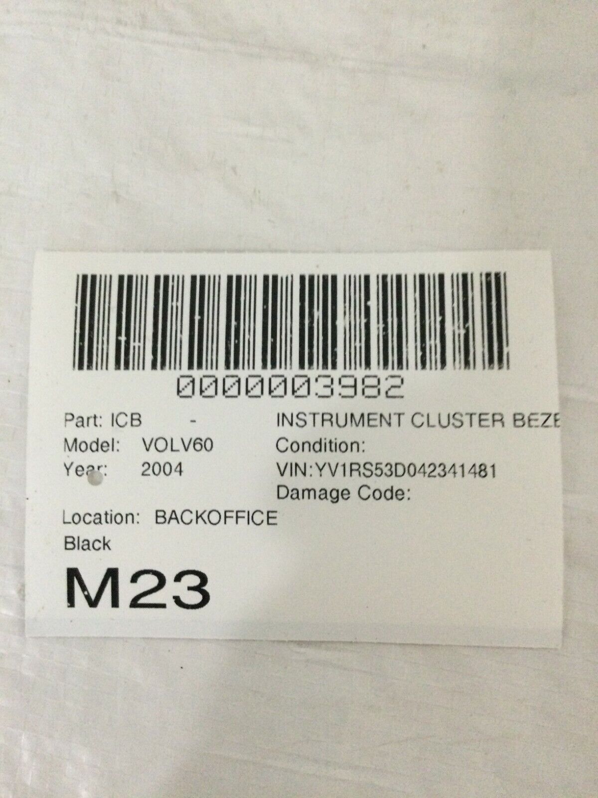 2004 Volvo S60 Speedometer Gauges Cluster Surround Trim Bezel OEM 9177705