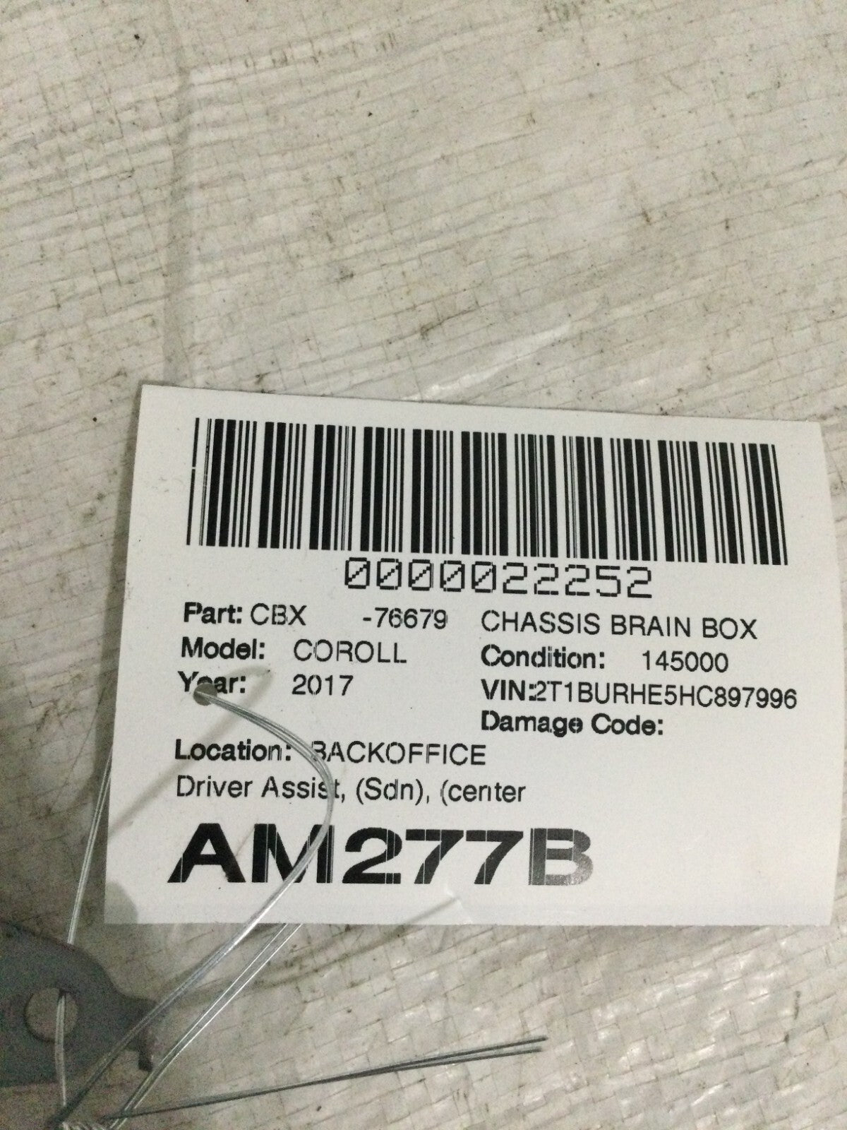 2017 Toyota Corolla Driver Assist Support Control Module 88150-02010 OEM
