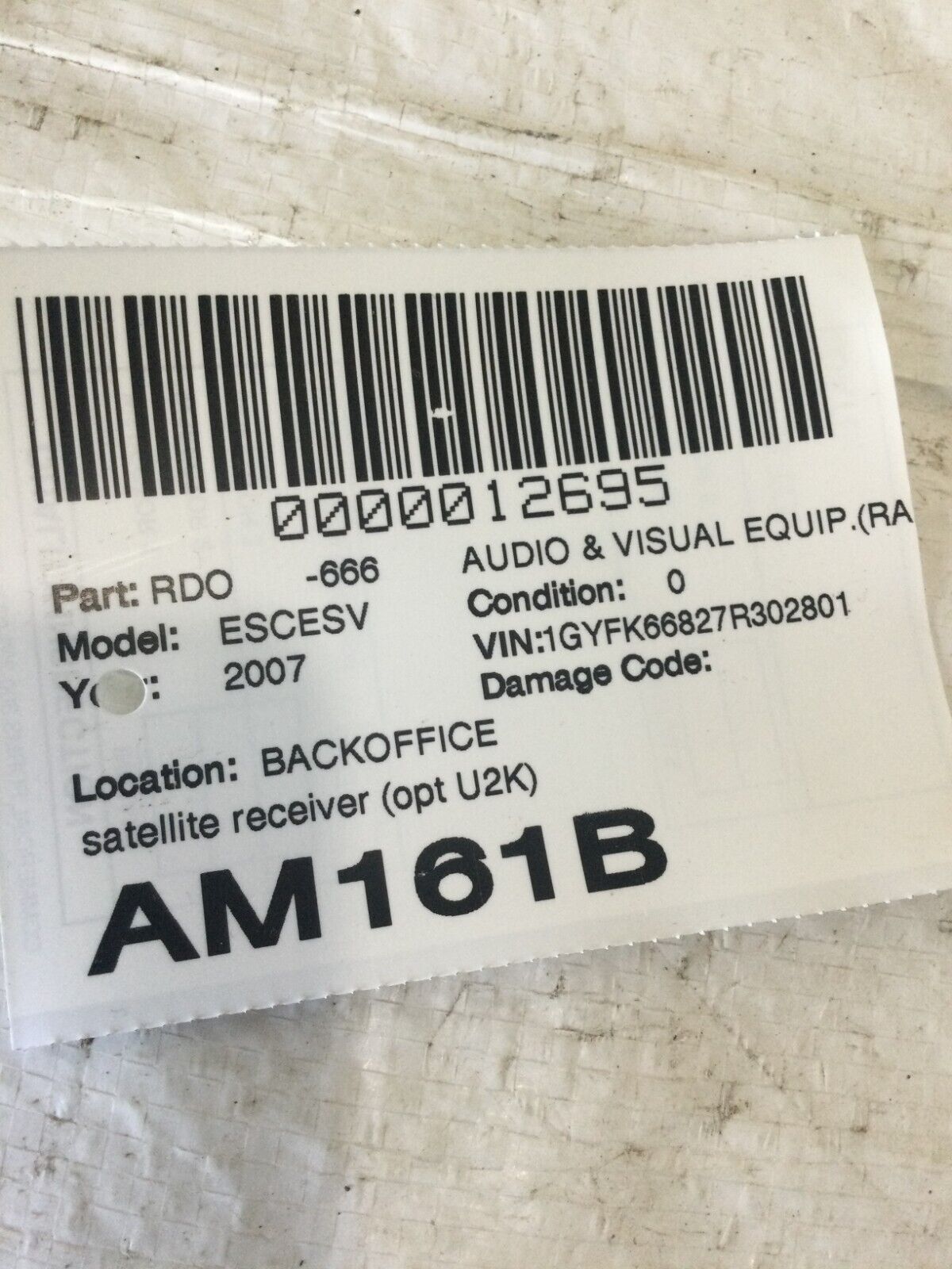 2007-2011 Cadillac Escalade ESV Satellite Radio Receiver Module OEM 28043359