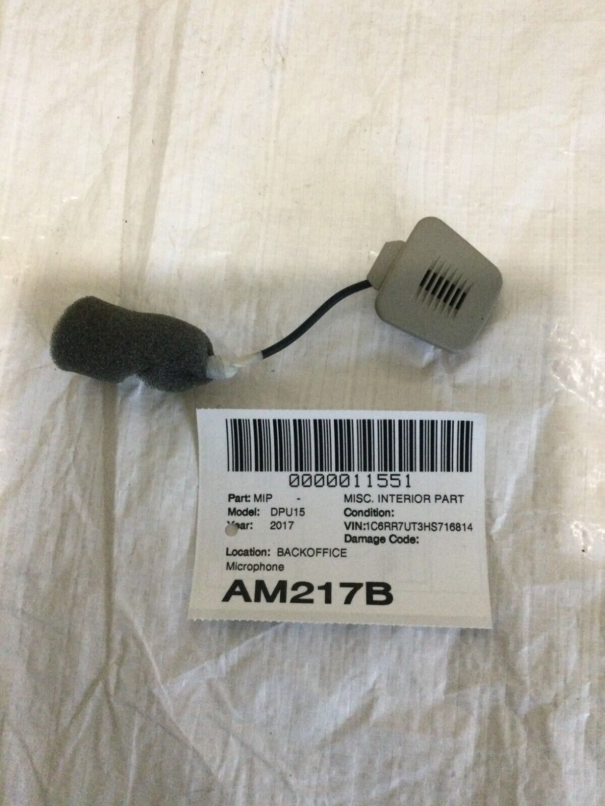 2017-2018 Ram 1500 2500 3500 Roof Ceiling Interior Audio Microphone Unit OEM