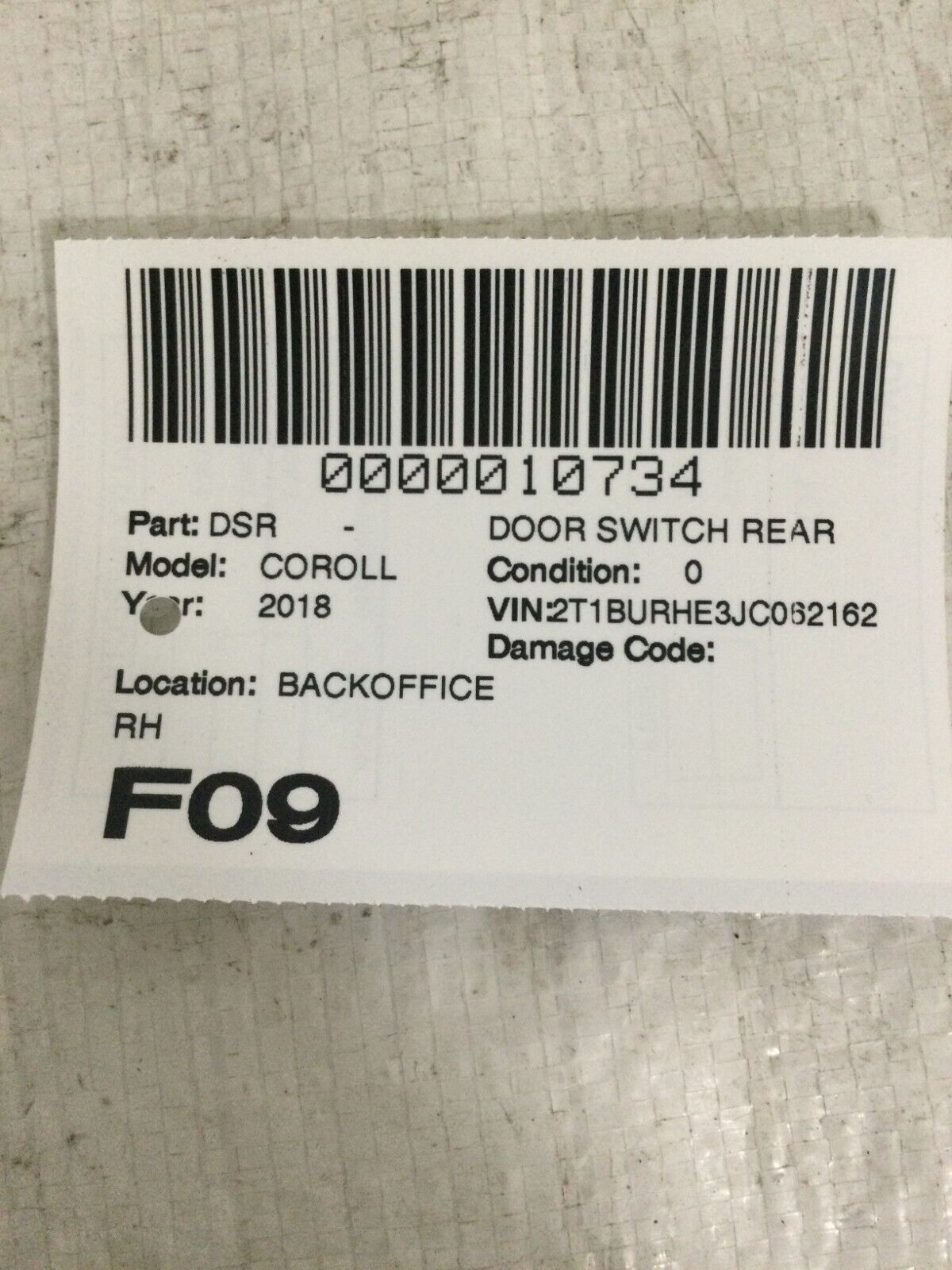 2018 Toyota Corolla Rear Right Master Power Window Switch OEM
