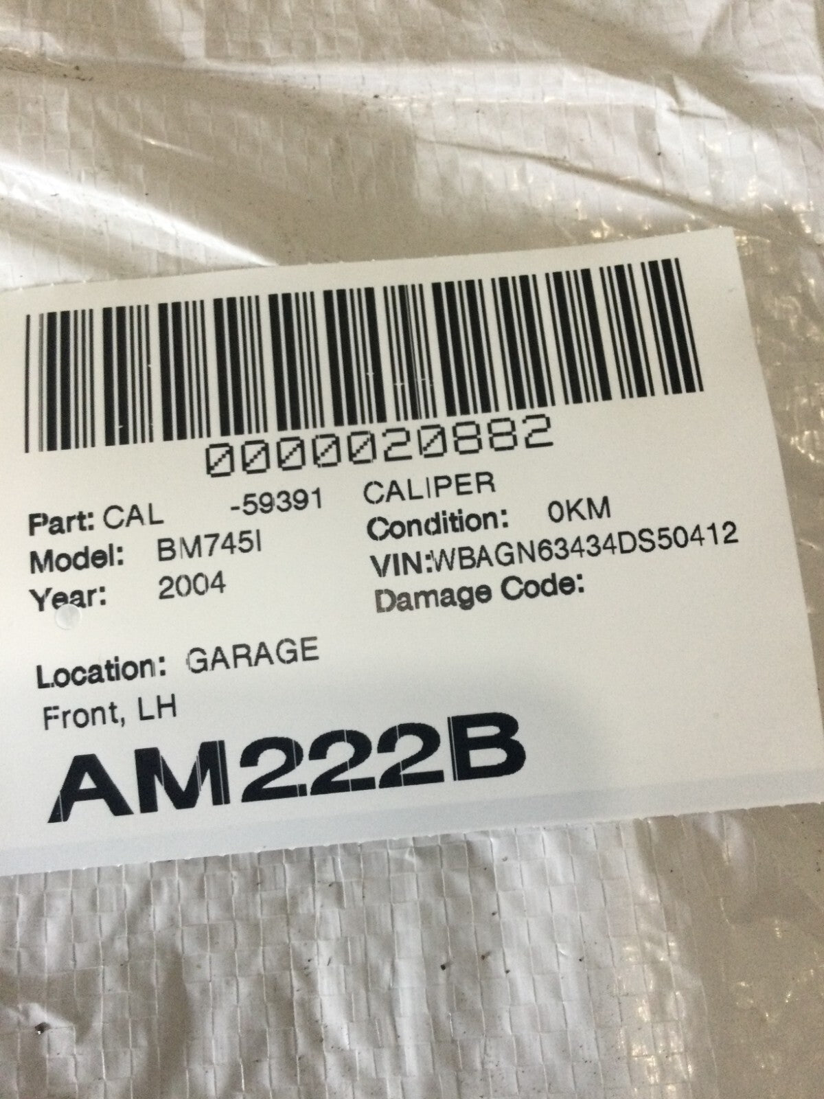 2004 BMW 745I Front Left Driver Side Brake Caliper OEM LH