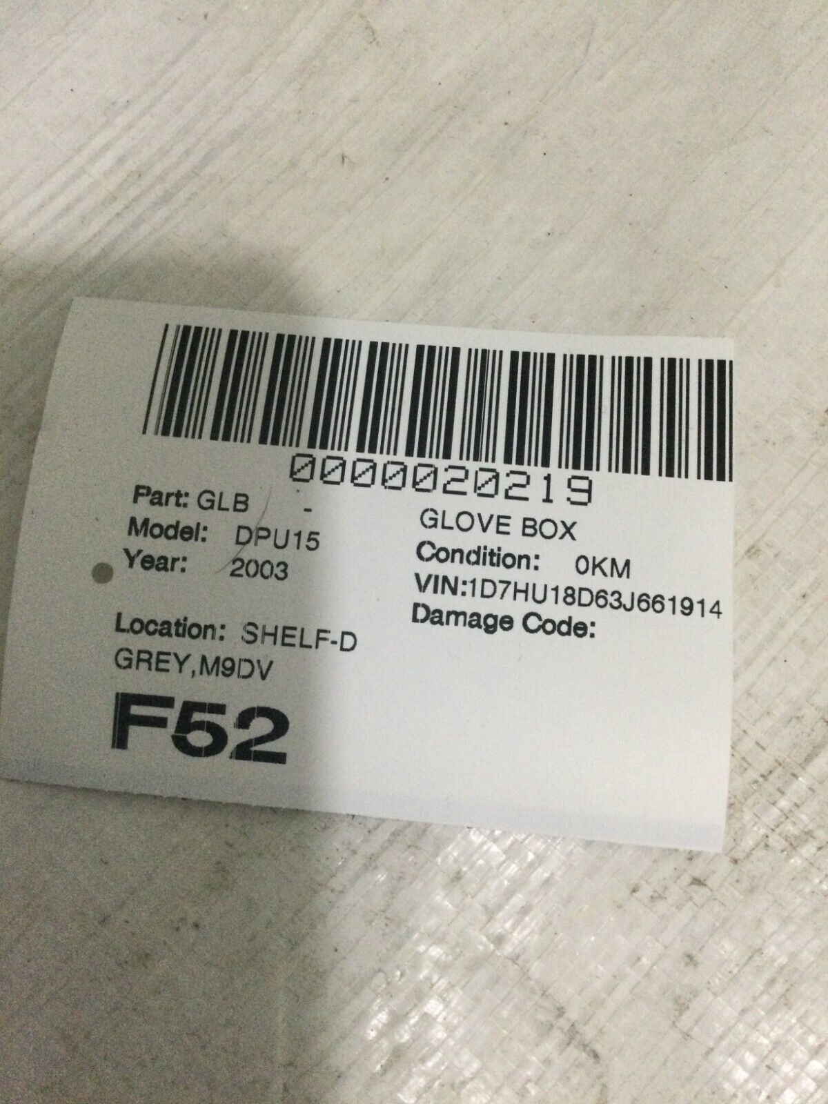 2003 Dodge Ram 1500  Glove Box Storage Compartment 5GT18TRM  OEM.