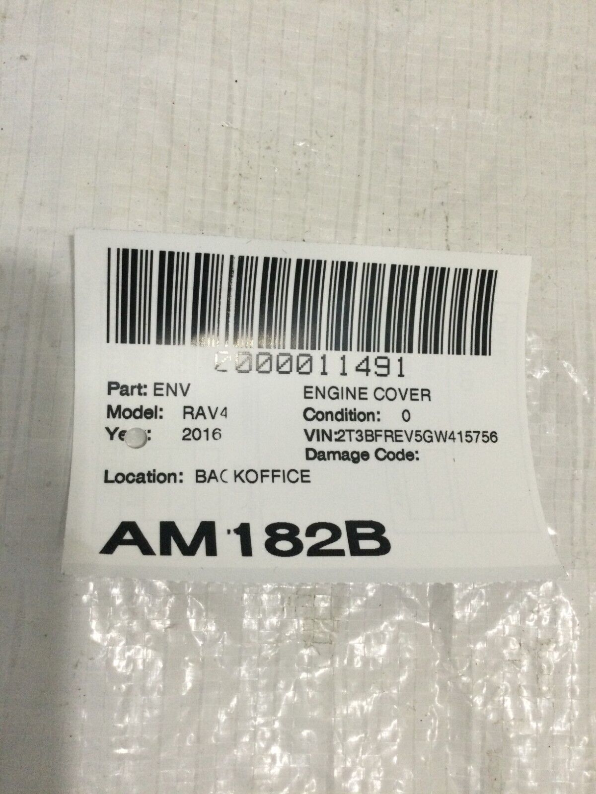 2016 Toyota Rav4 Engine Cover OEM ( Damage Marked W/ Red Marker )