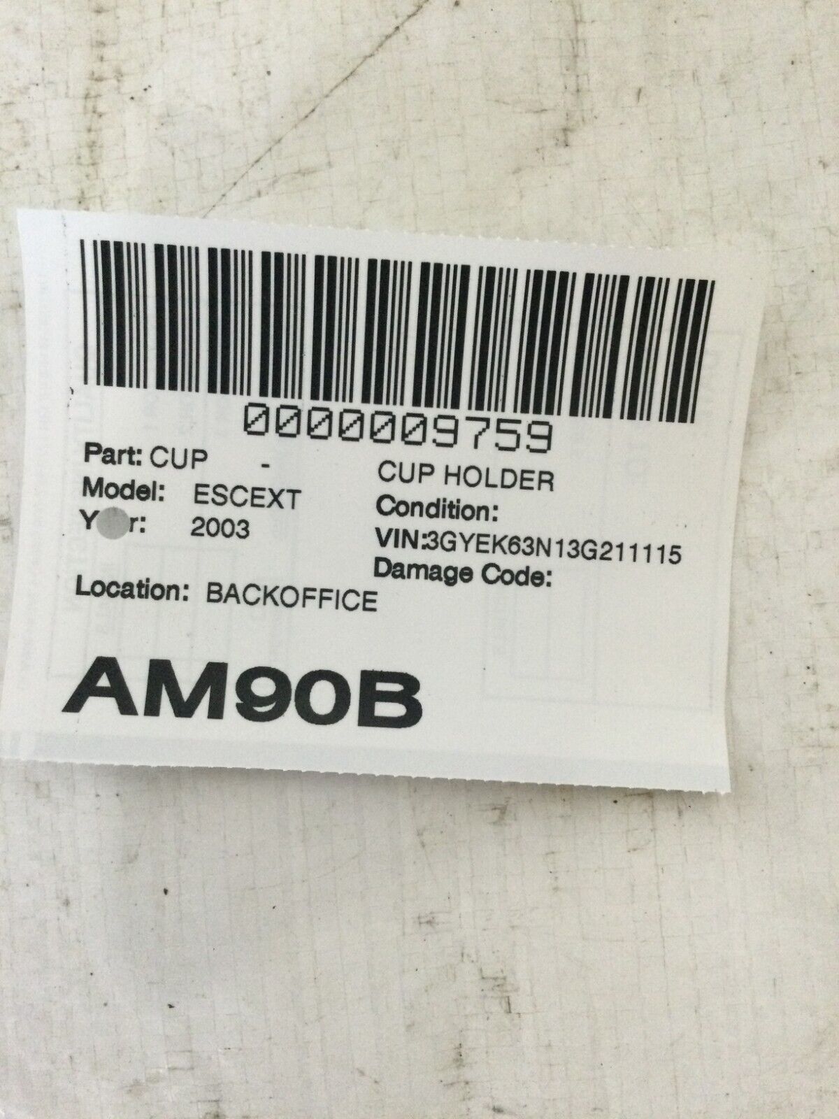 2003-2006 Cadillac Escalade EXT Center Console Cup Holder Insert OEM