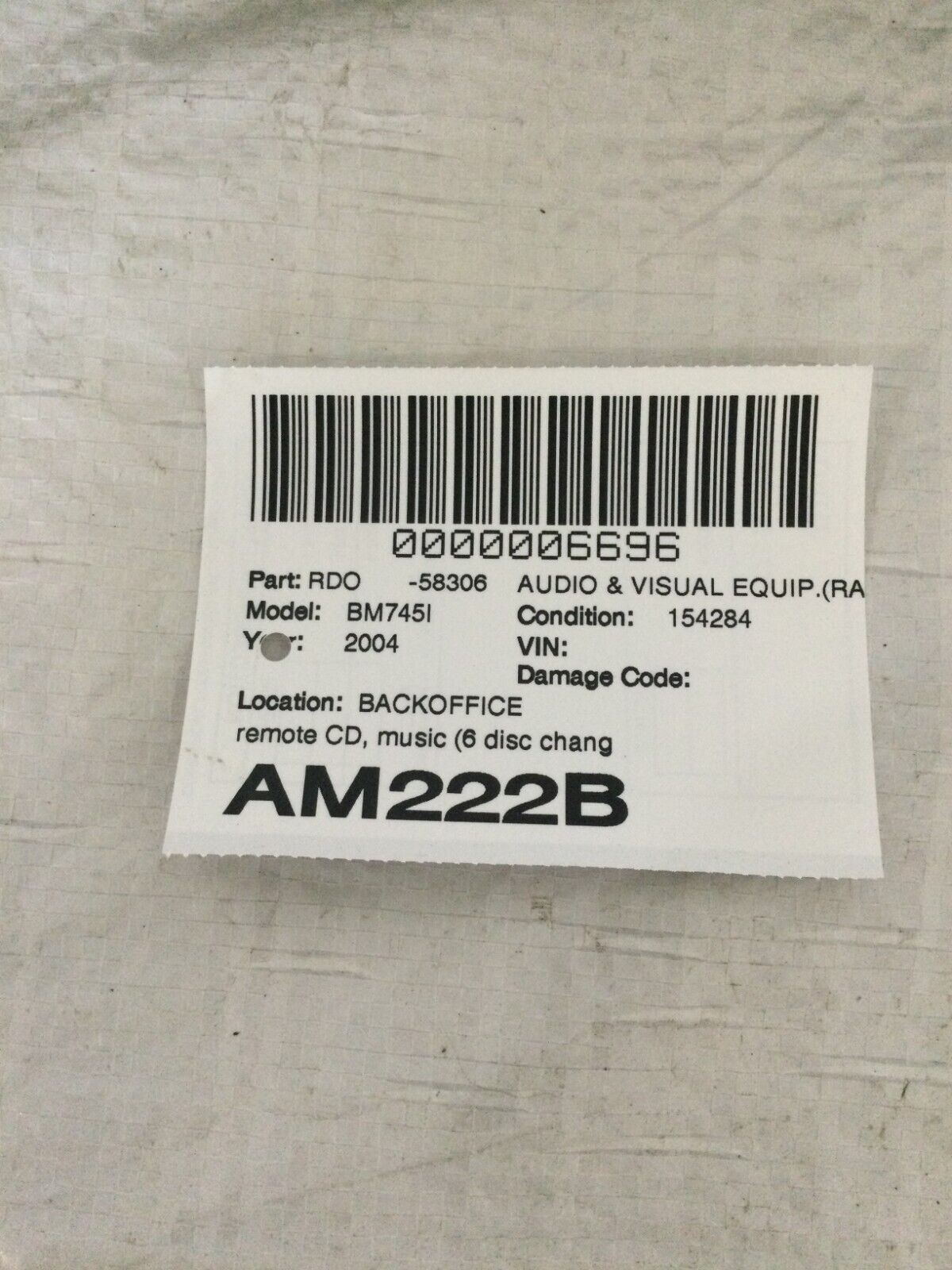 2004 BMW 745Li E65 E66 CD Changer Player OEM 6935934