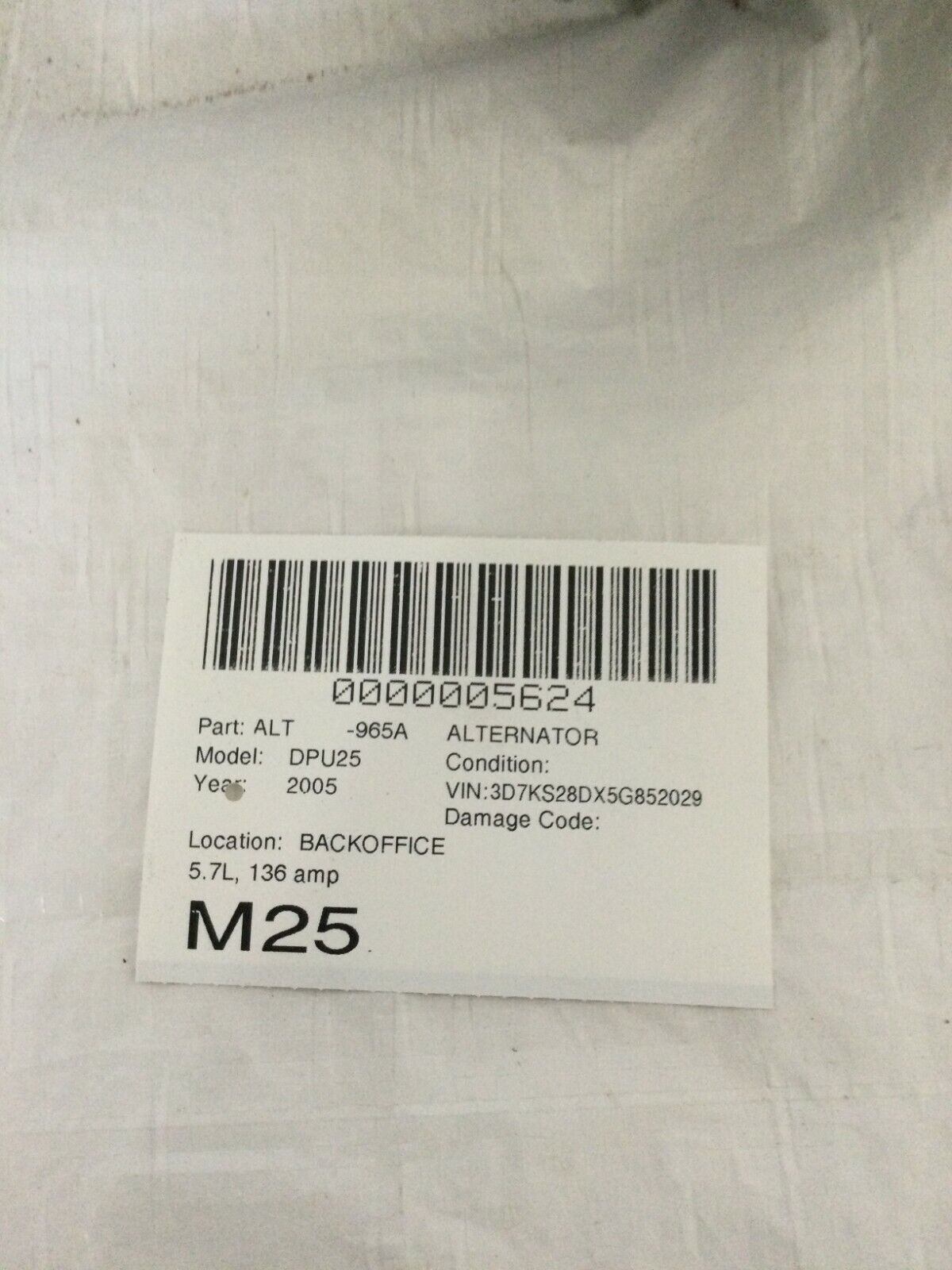 2005 Dodge Ram 2500 Alternator Motor OEM  5.7L
