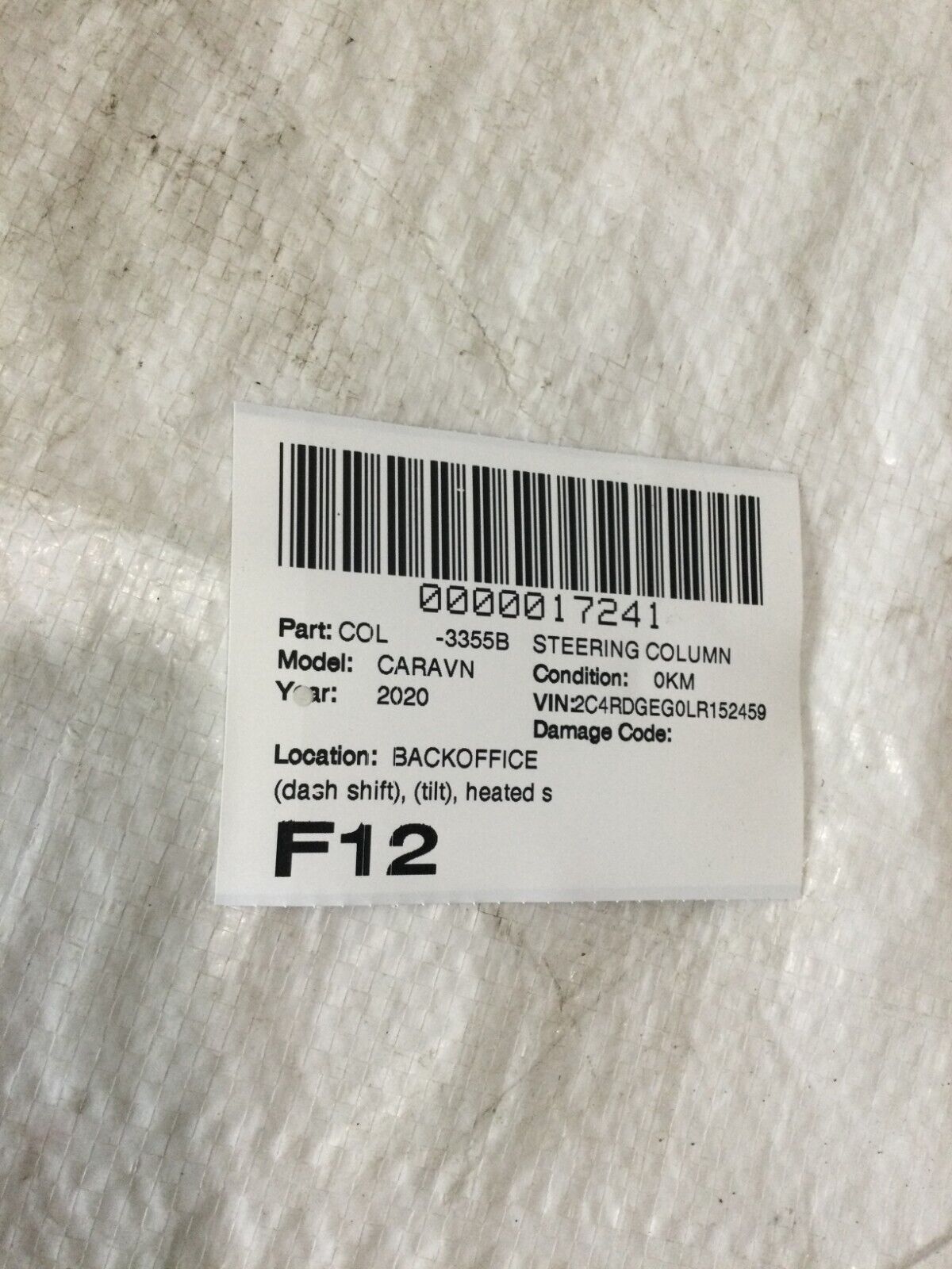 2020 Dodge Grand Caravan Steering Column Assembly 05057642AH OEM