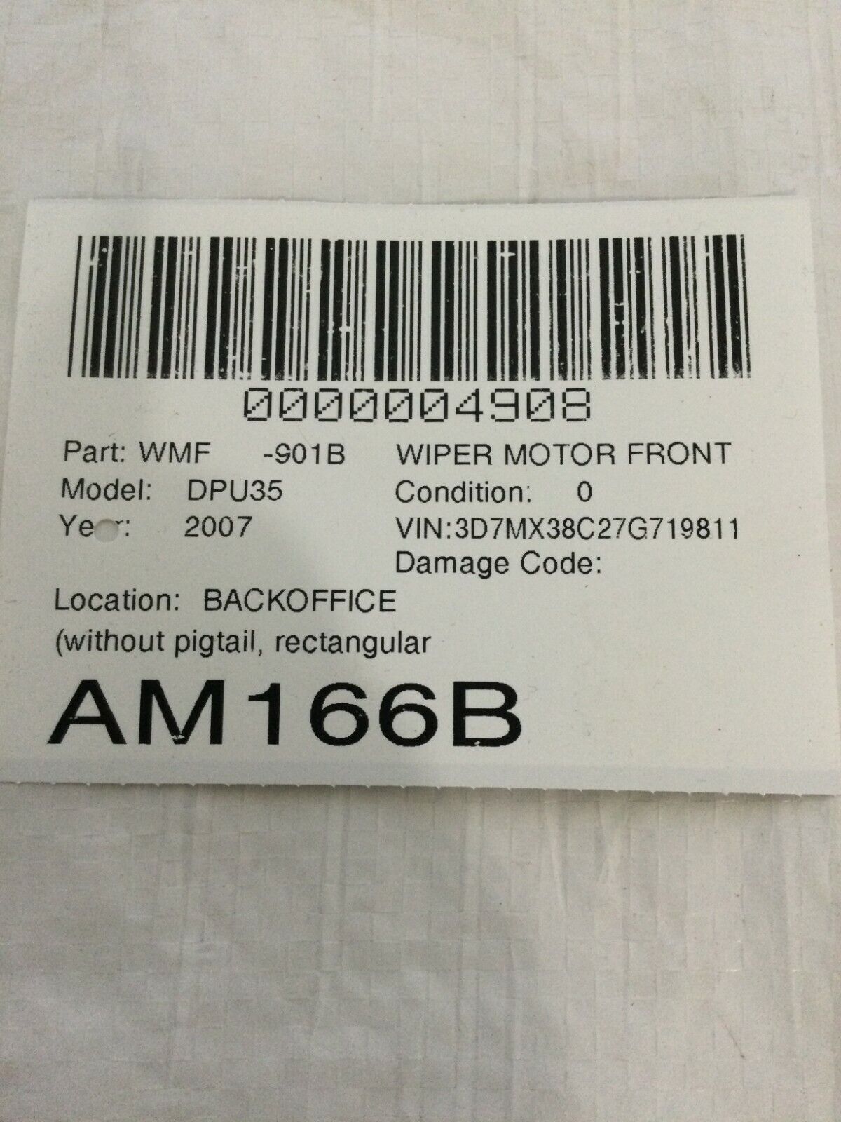 2007 Dodge Ram 1500 Front Windshield Wiper Motor OEM 