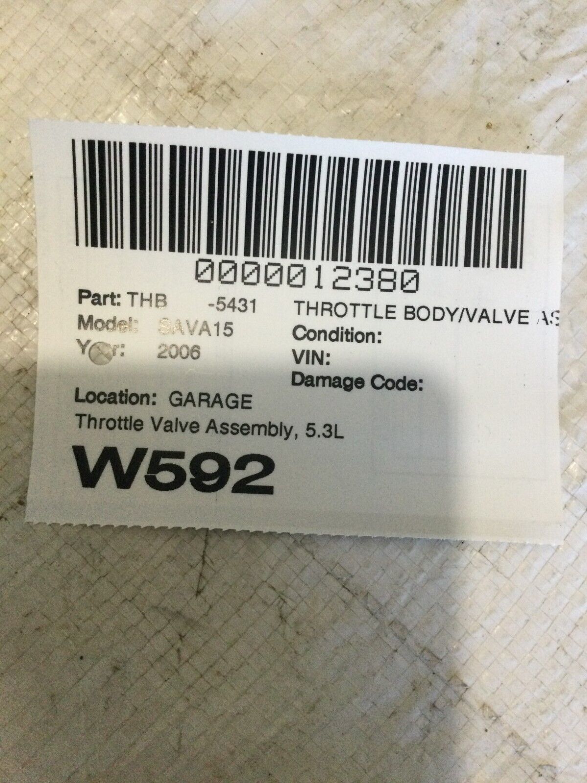2006 GMC Savana 1500 Throttle Body Valve Assembly OEM 5.3L OEM