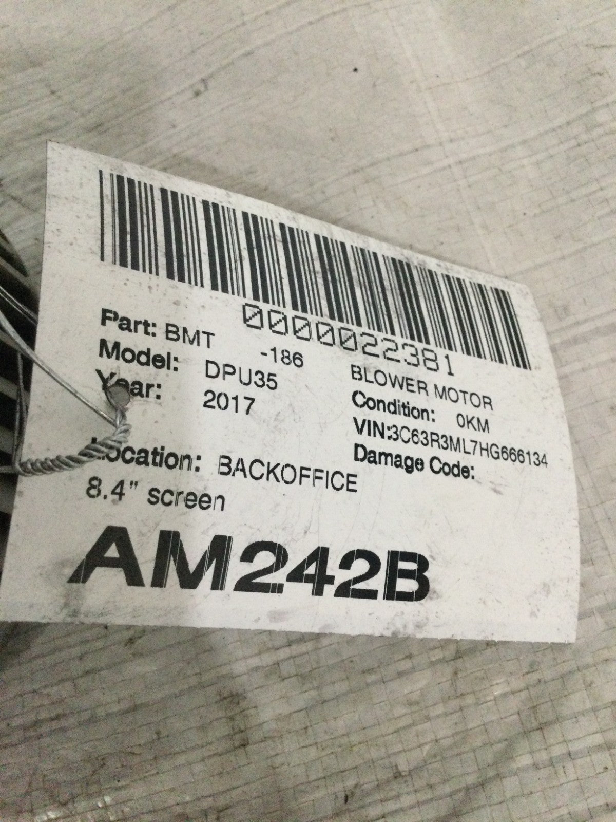 2017 Dodge Ram 3500 6.7L Blower Motor OEM