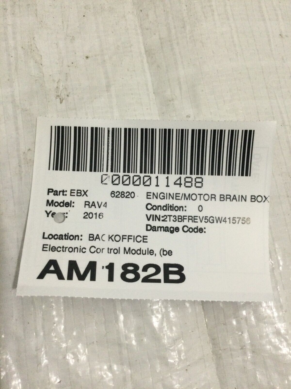 2016-2018 Toyota Rav4ECU ECM Engine Computer Control Module OEM 89661-0R520