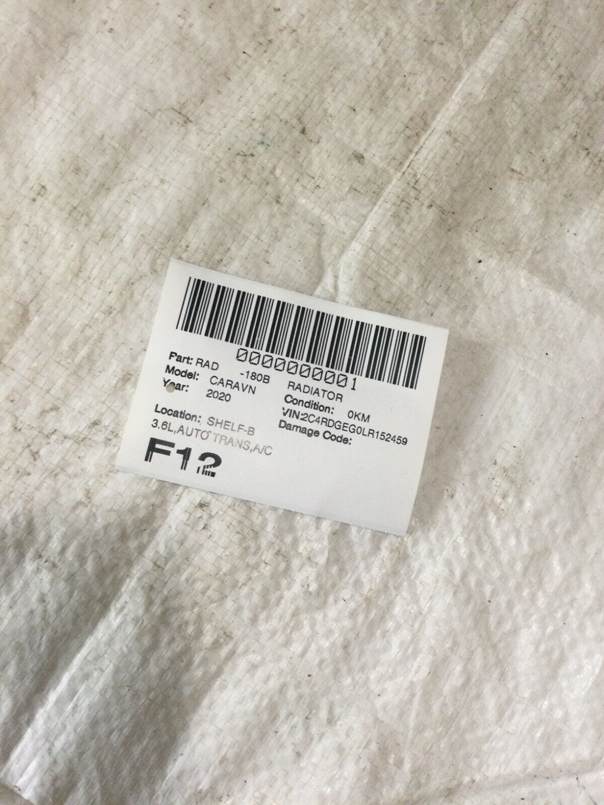 2020 Dodge Grand Caravan Radiator Panel OEM